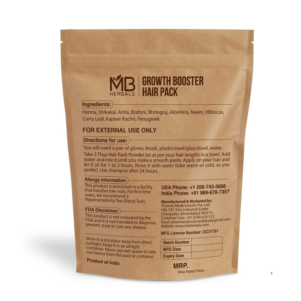MB Herbals Growth Booster Hair Pack – 11-Herb Herbal Hair Care, Non-Coloring