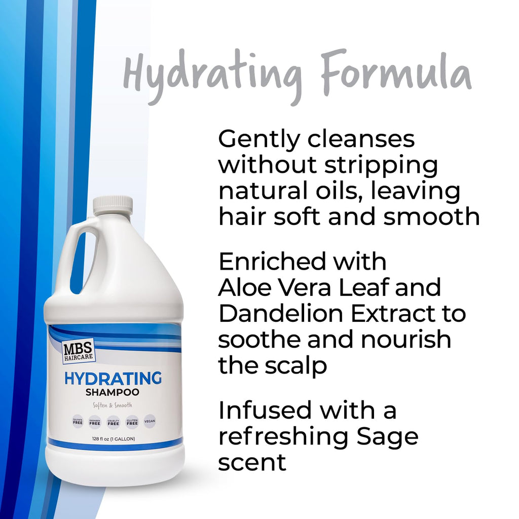 MBS Haircare Hydrating Shampoo – 1 Gallon | Sulfate Free, Paraben Free, Vegan