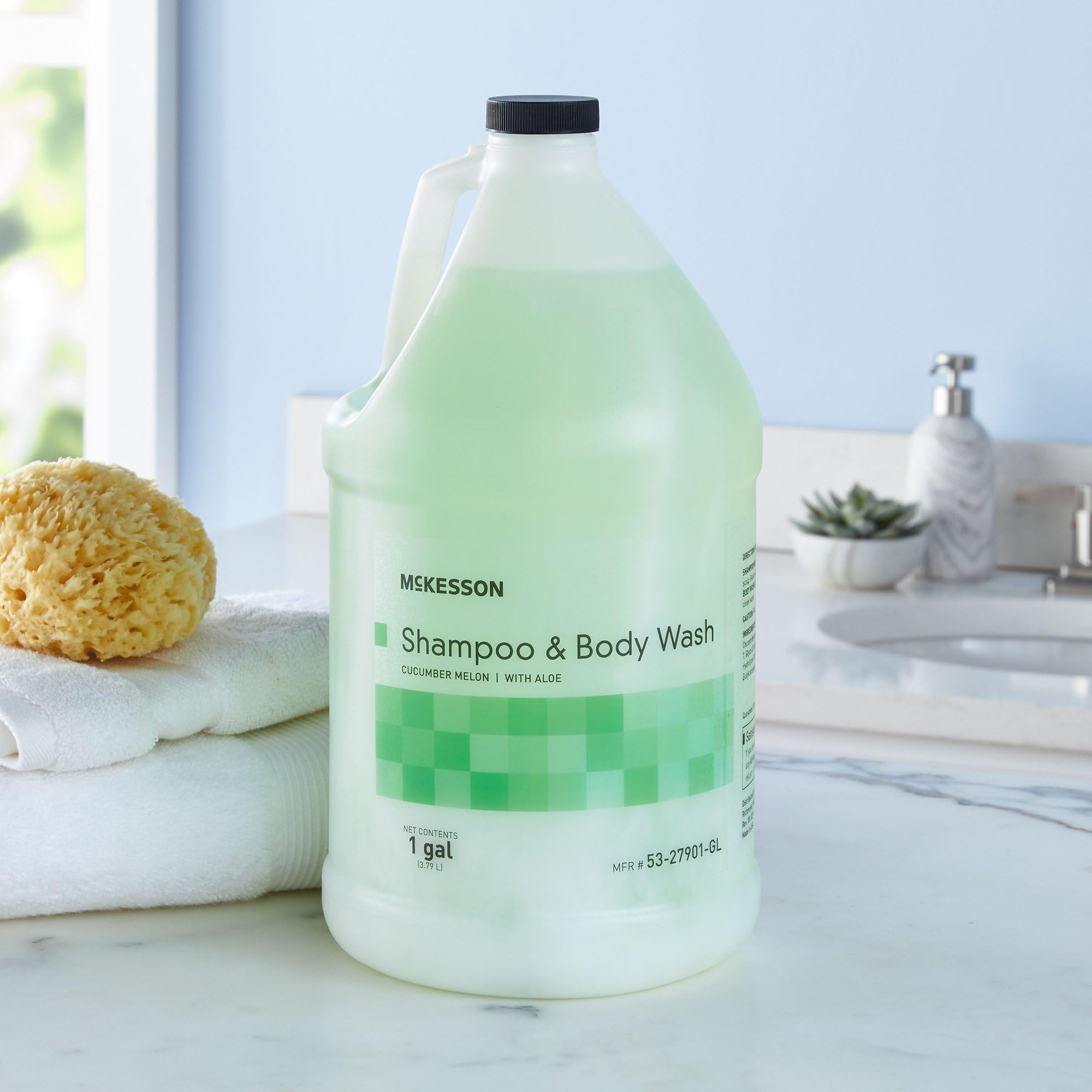 McKesson 1 Gallon Body Wash & Shampoo – Aloe & Cucumber Melon, 2-in-1 for Sensitive Skin