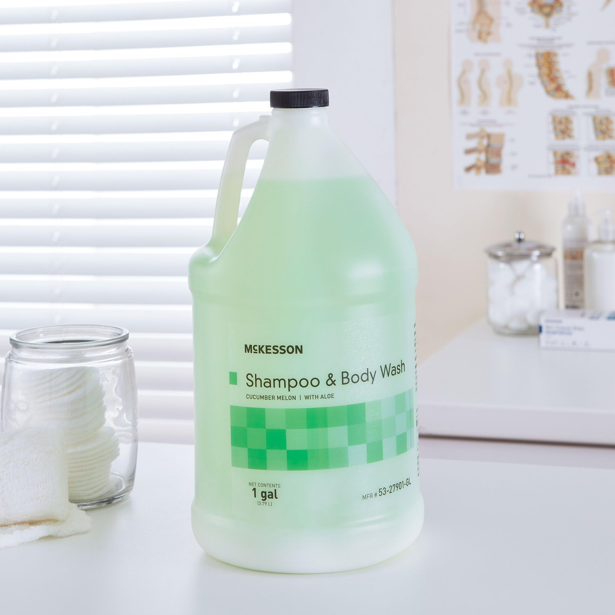 McKesson 1 Gallon Body Wash & Shampoo – Aloe & Cucumber Melon, 2-in-1 for Sensitive Skin
