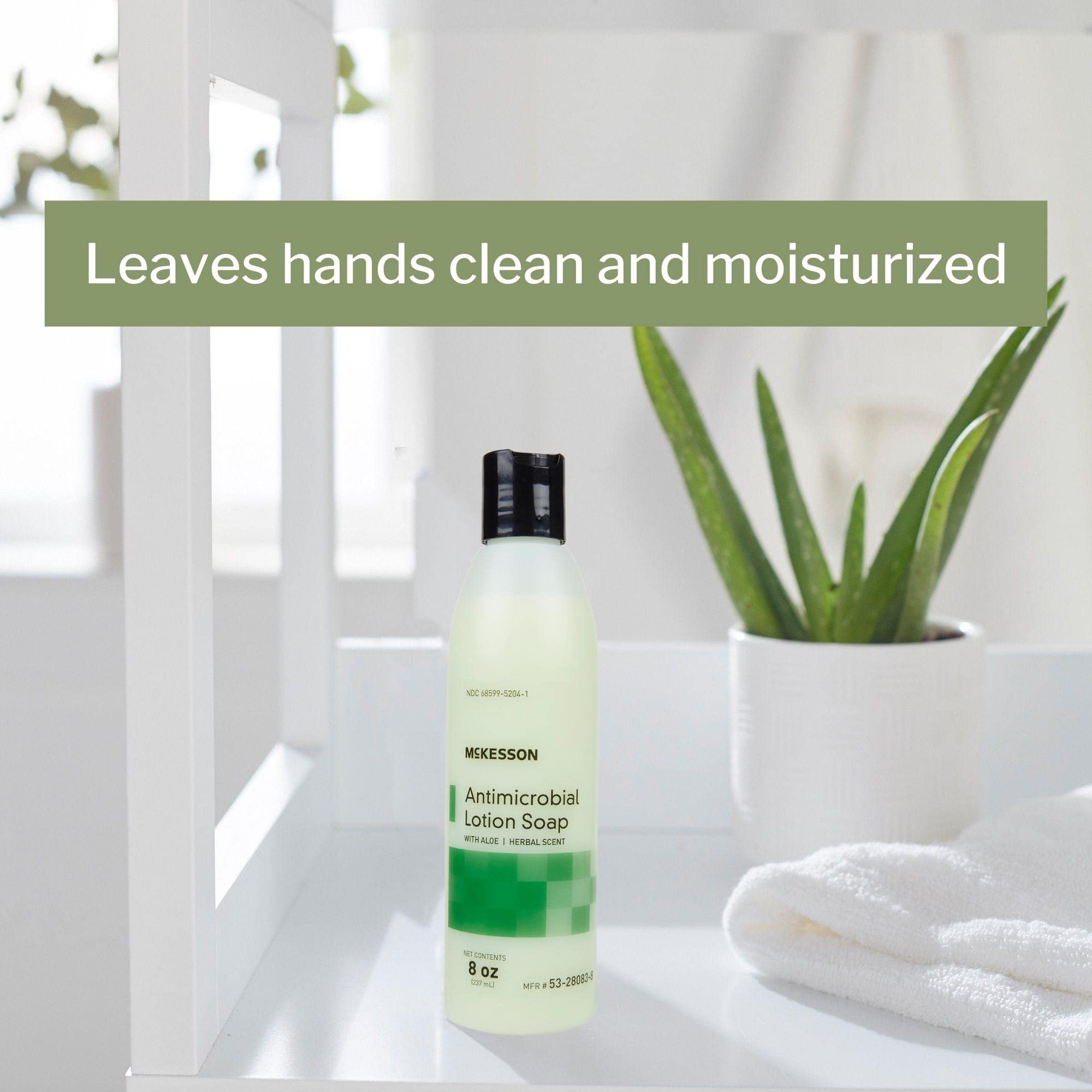 McKesson Antimicrobial Lotion Hand Soap with Aloe – 8 oz Pump, Herbal Scent