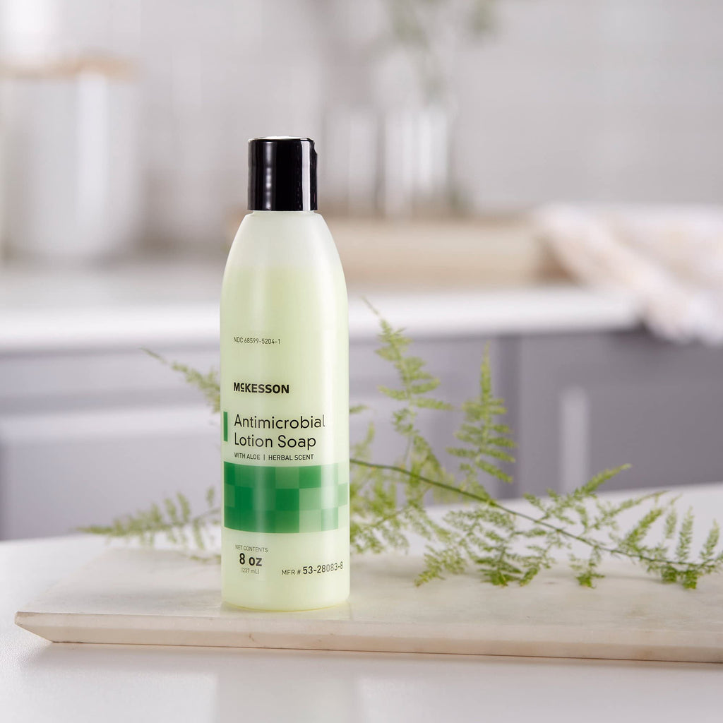 McKesson Antimicrobial Lotion Hand Soap with Aloe – 8 oz Pump, Herbal Scent