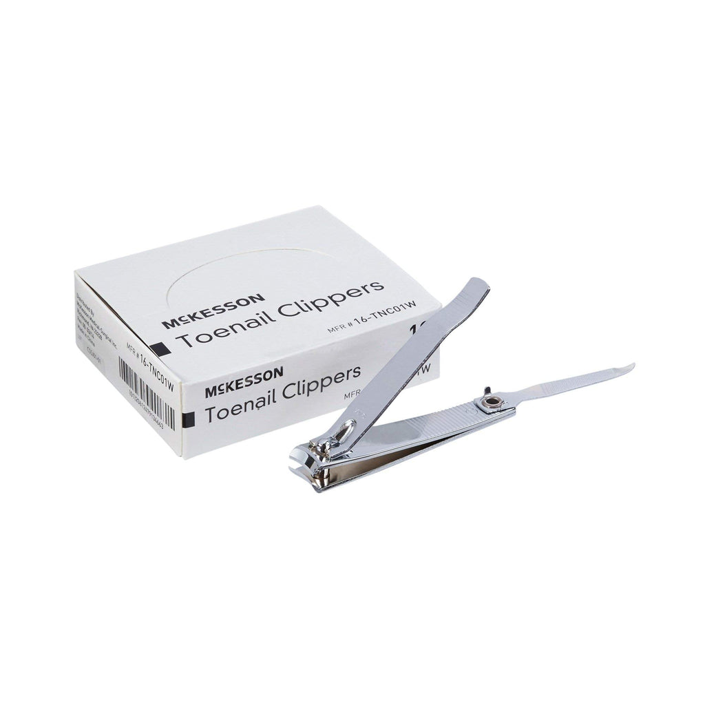McKesson Toenail Clippers with File – Steel Nail Clippers with Thumb Squeeze Lever (12 Count)