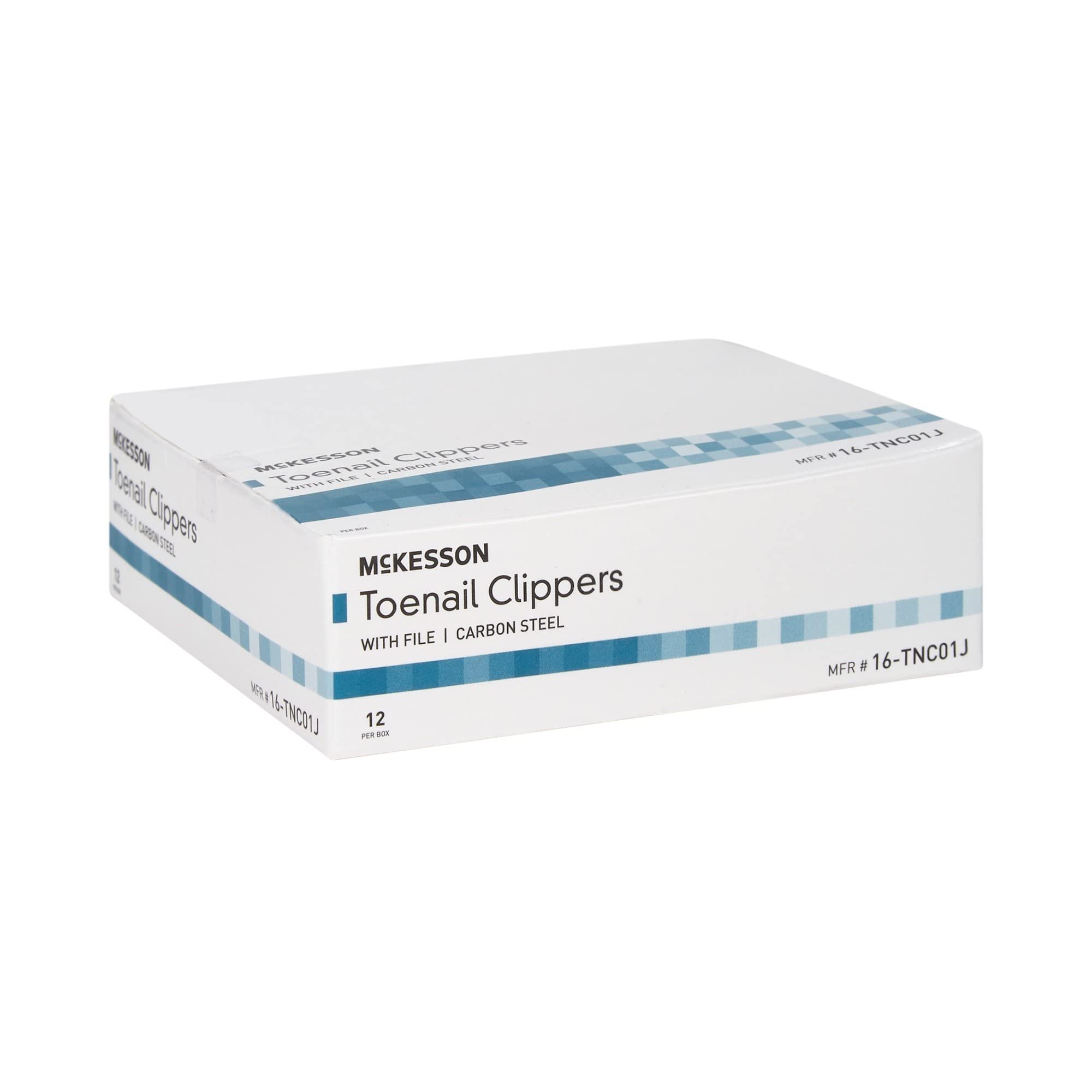 McKesson Toenail Clippers with File – Steel Nail Clippers with Thumb Squeeze Lever (12 Count)