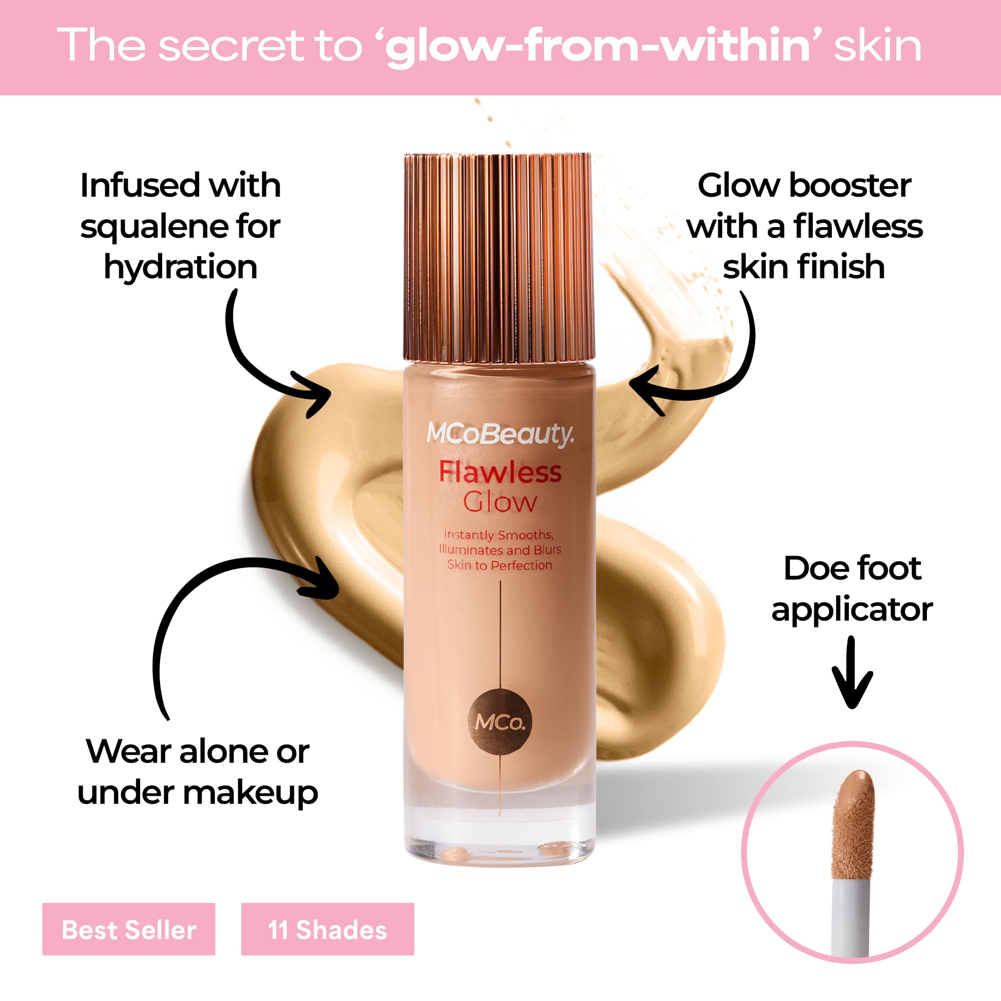 MCoBeauty Flawless Glow Luminous Skin Filter 3.5 Light | 4-in-1 Primer, Foundation Booster & Liquid Highlighter