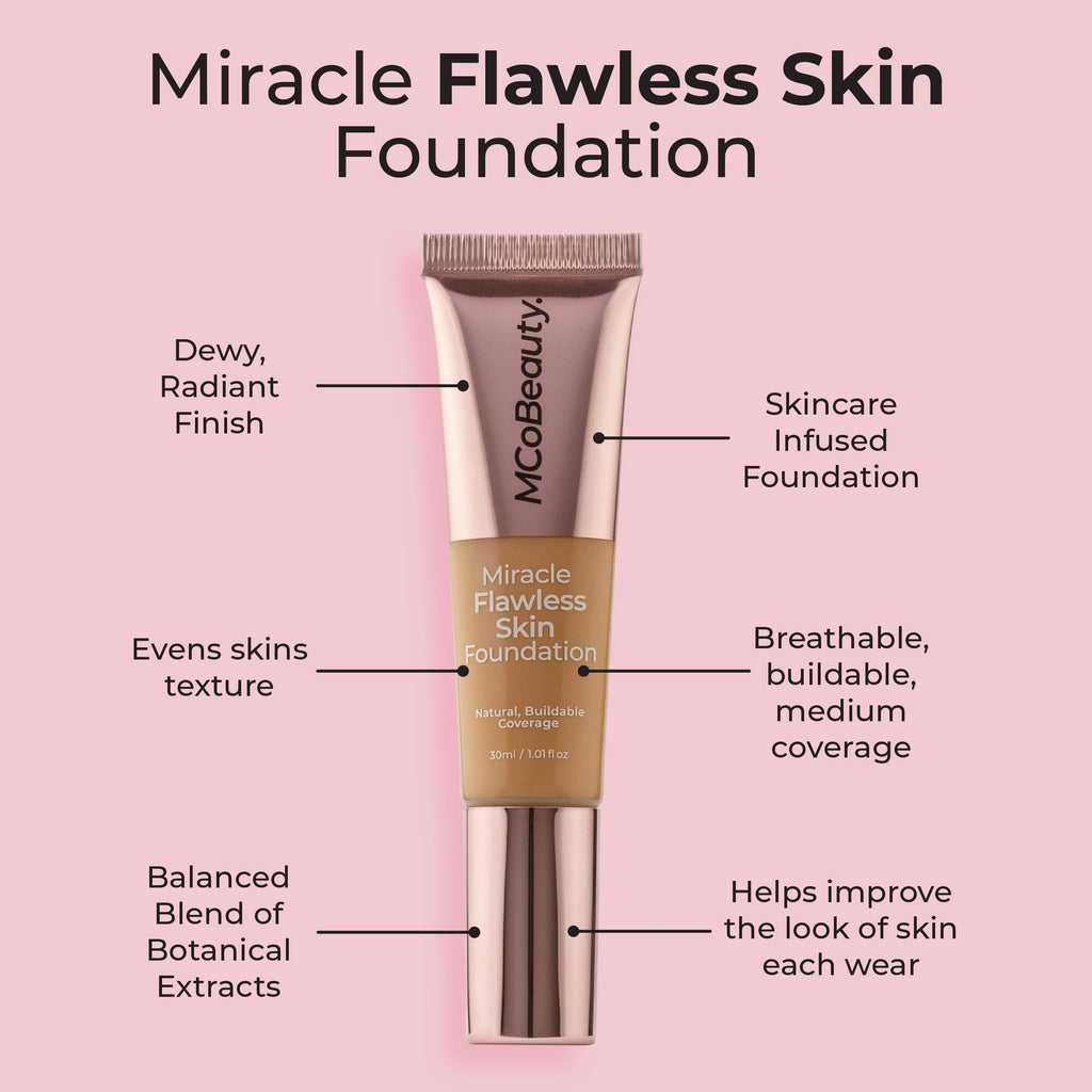MCoBeauty Miracle Flawless Skin Foundation - Natural Medium, Dewy Finish