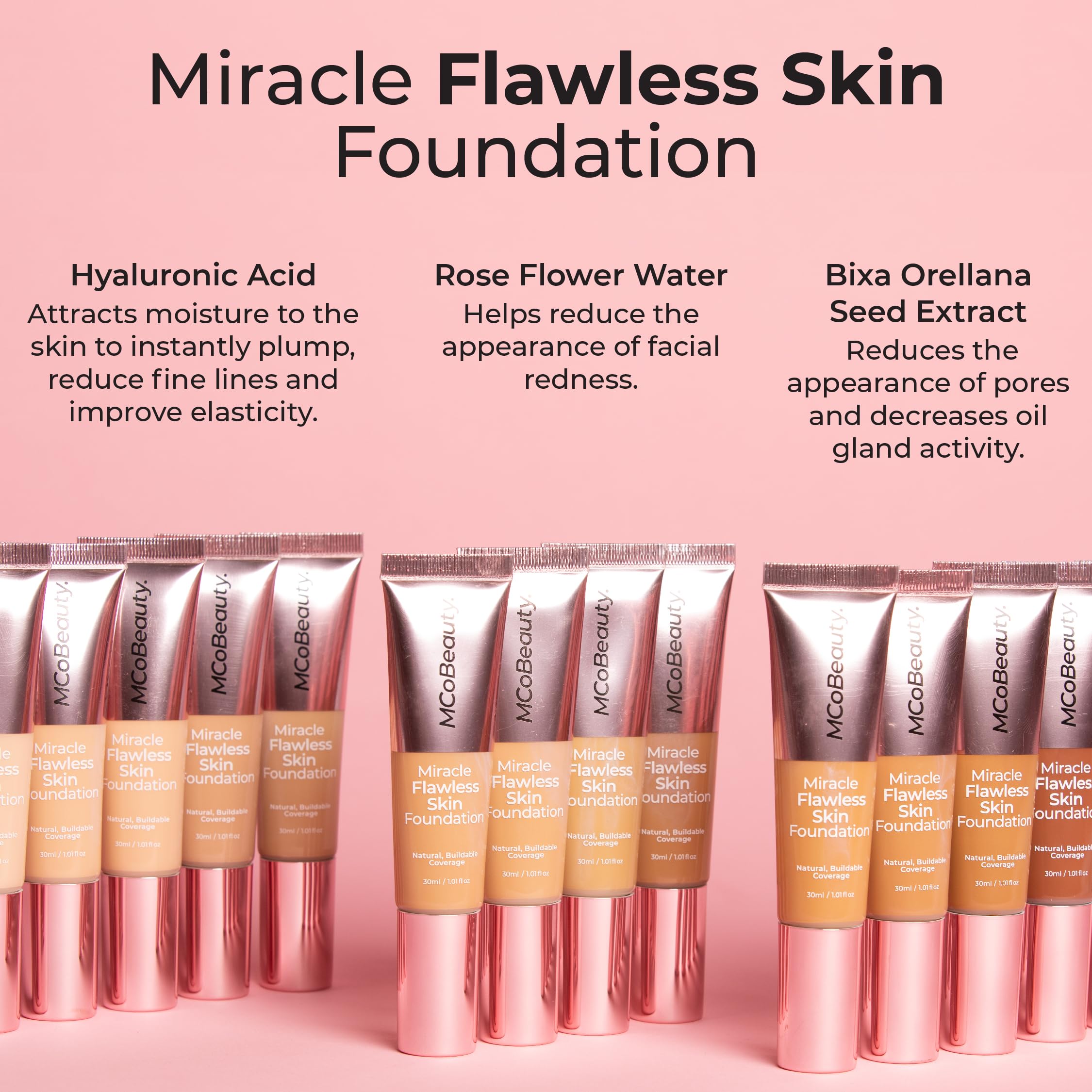 MCoBeauty Miracle Flawless Skin Foundation - Natural Medium, Dewy Finish