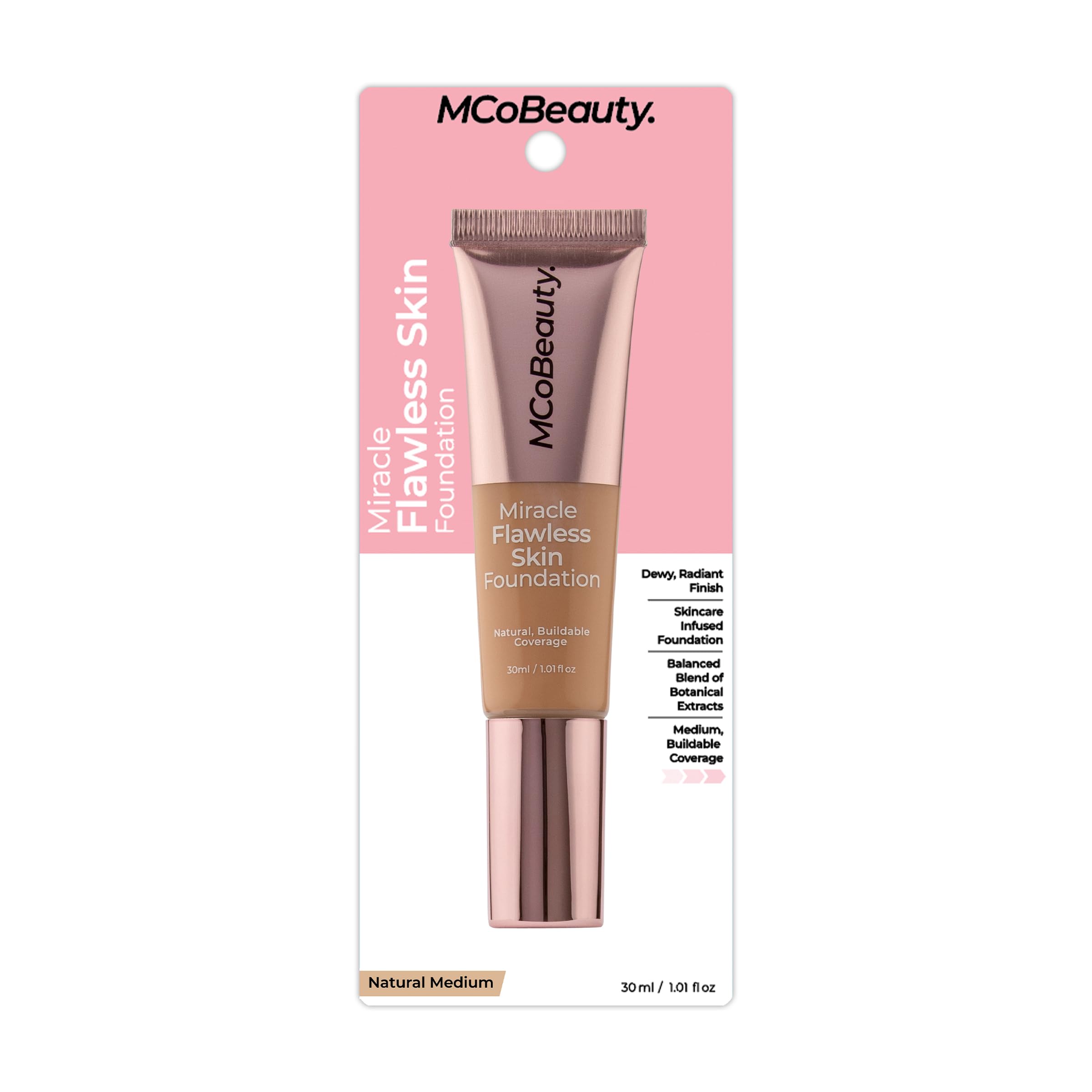 MCoBeauty Miracle Flawless Skin Foundation - Natural Medium, Dewy Finish