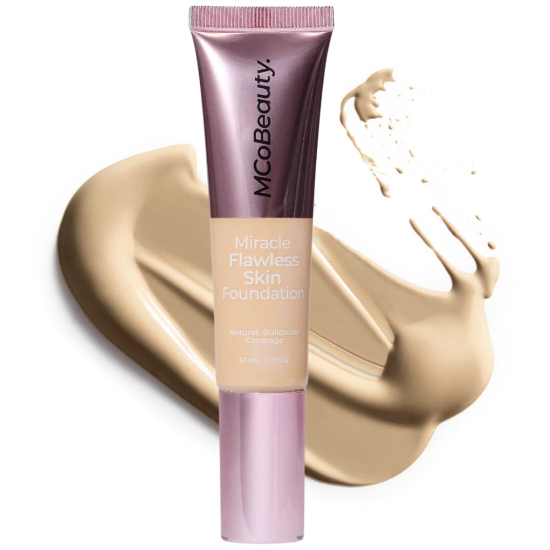 MCoBeauty Miracle Flawless Skin Foundation – Natural Ivory | Buildable Dewy Finish with Hyaluronic Acid