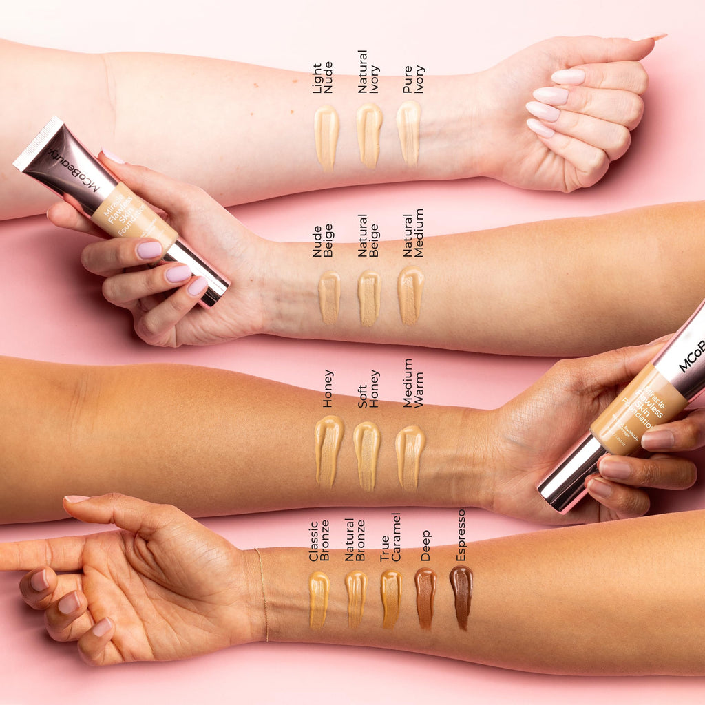MCoBeauty Miracle Flawless Skin Foundation – Natural Ivory | Buildable Dewy Finish with Hyaluronic Acid