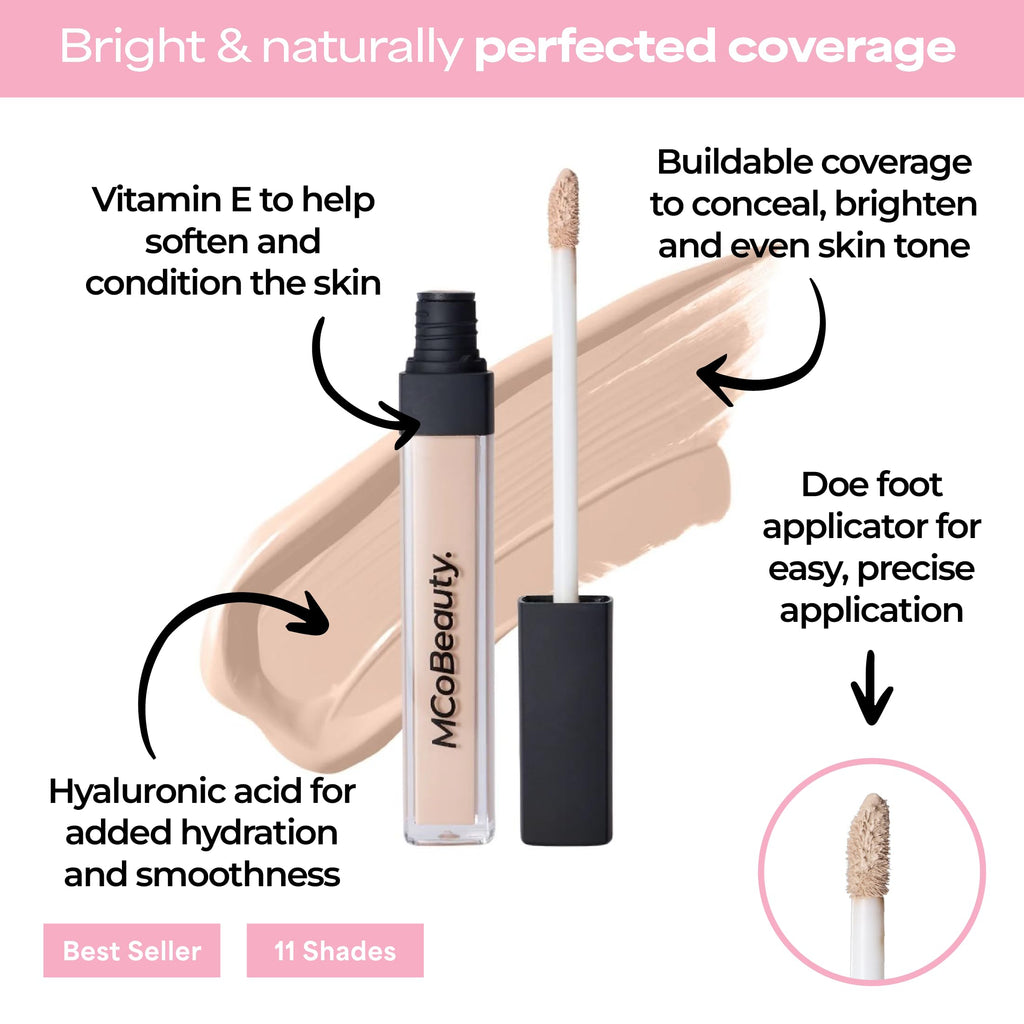 MCoBeauty Brighten & Perfect Cream Concealer - Light Fair 2 | Hydrating Under-Eye & Blemish Corrector