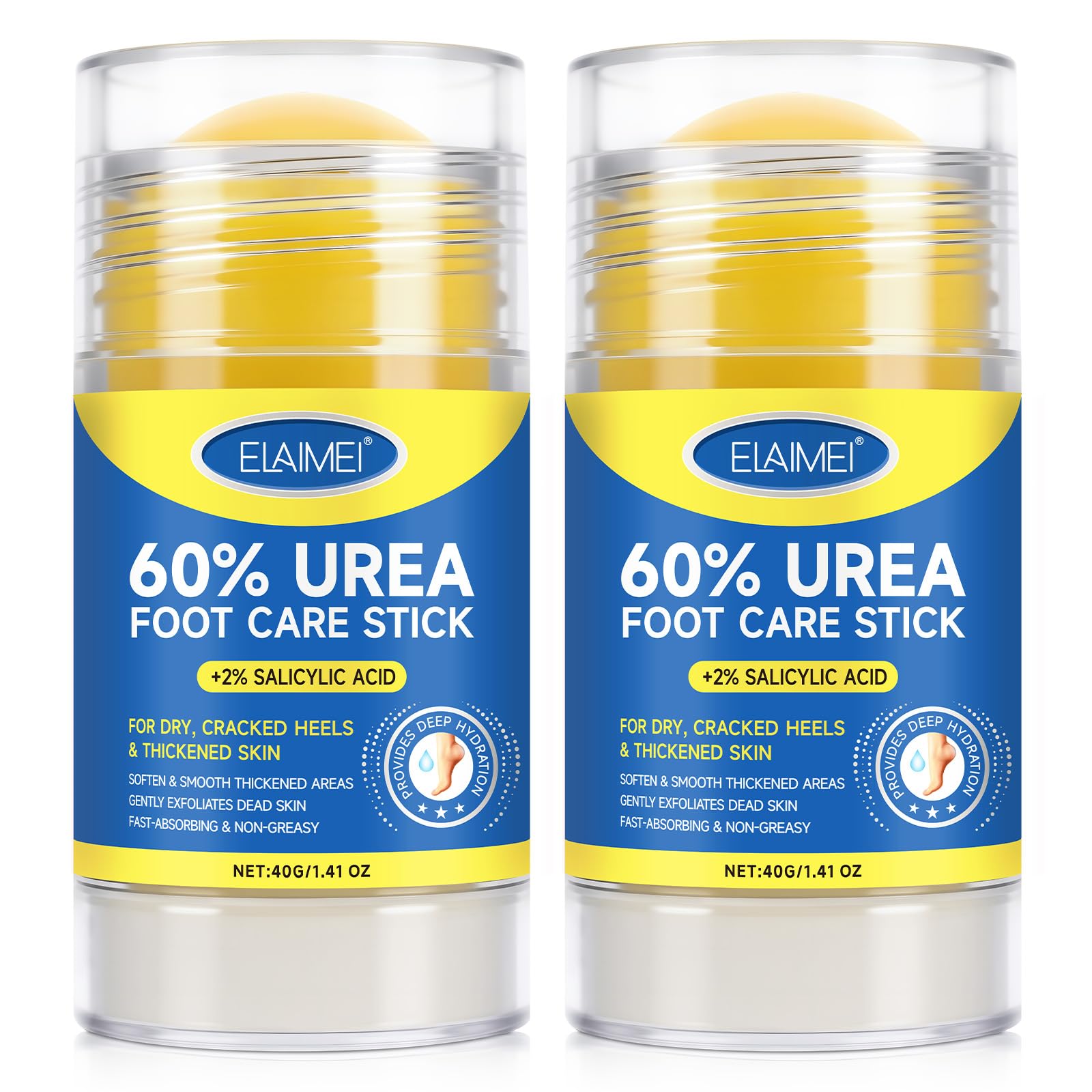 Mcukv Urea Cream Stick 60% + 2% Salicylic Acid – 2 Pack for Dry Heels, Callus Removal & Hydration