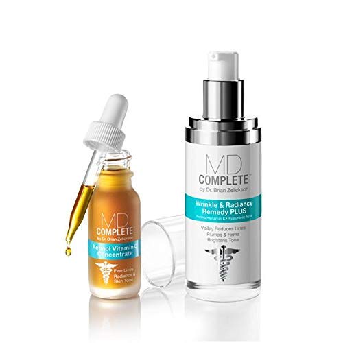 MD Complete Wrinkle Retinol Duo – Dermatologist-Grade Skincare Set (Remedy PLUS 1.0 oz + Retinol Vitamin C Concentrate 0.5 oz)