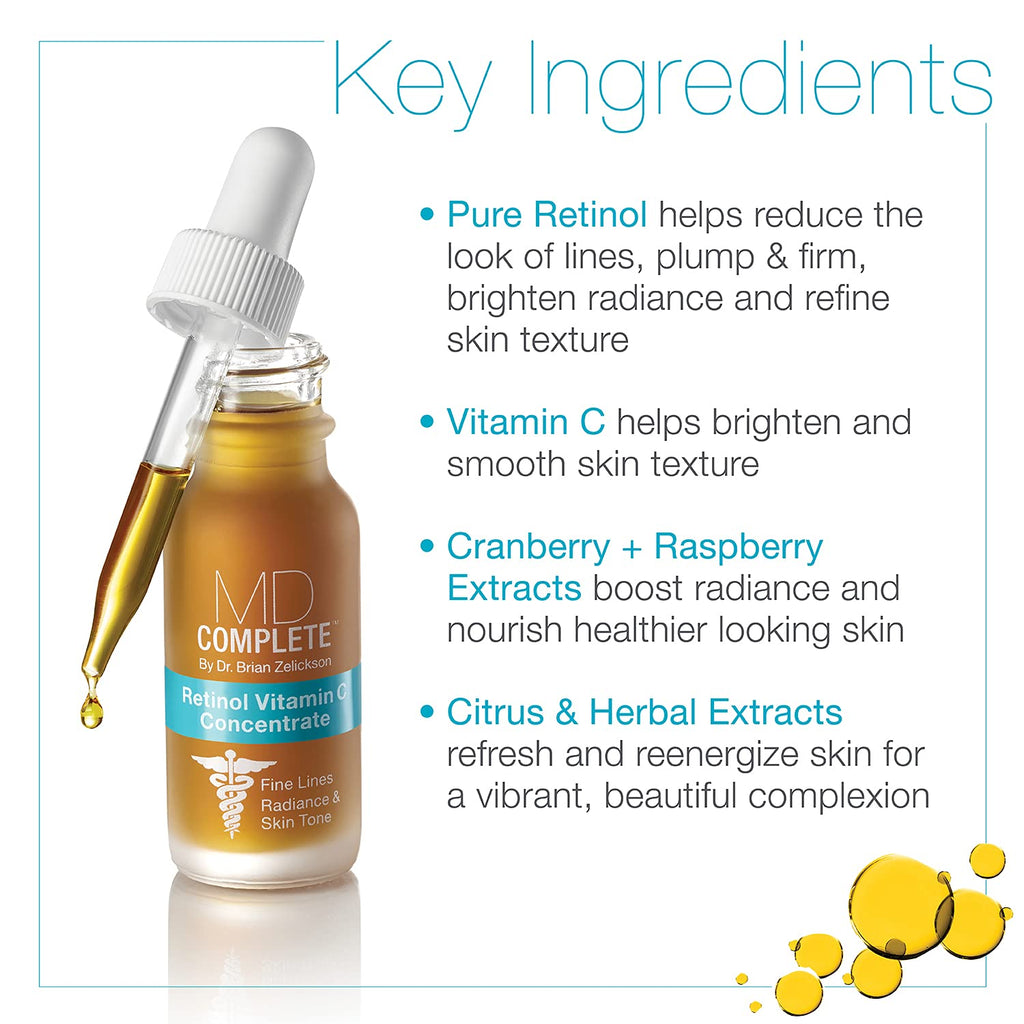 MD Complete Wrinkle Radiance Trio by Dr. Zelickson – Retinol, Vitamin C, Peptides & Hyaluronic Acid Skincare