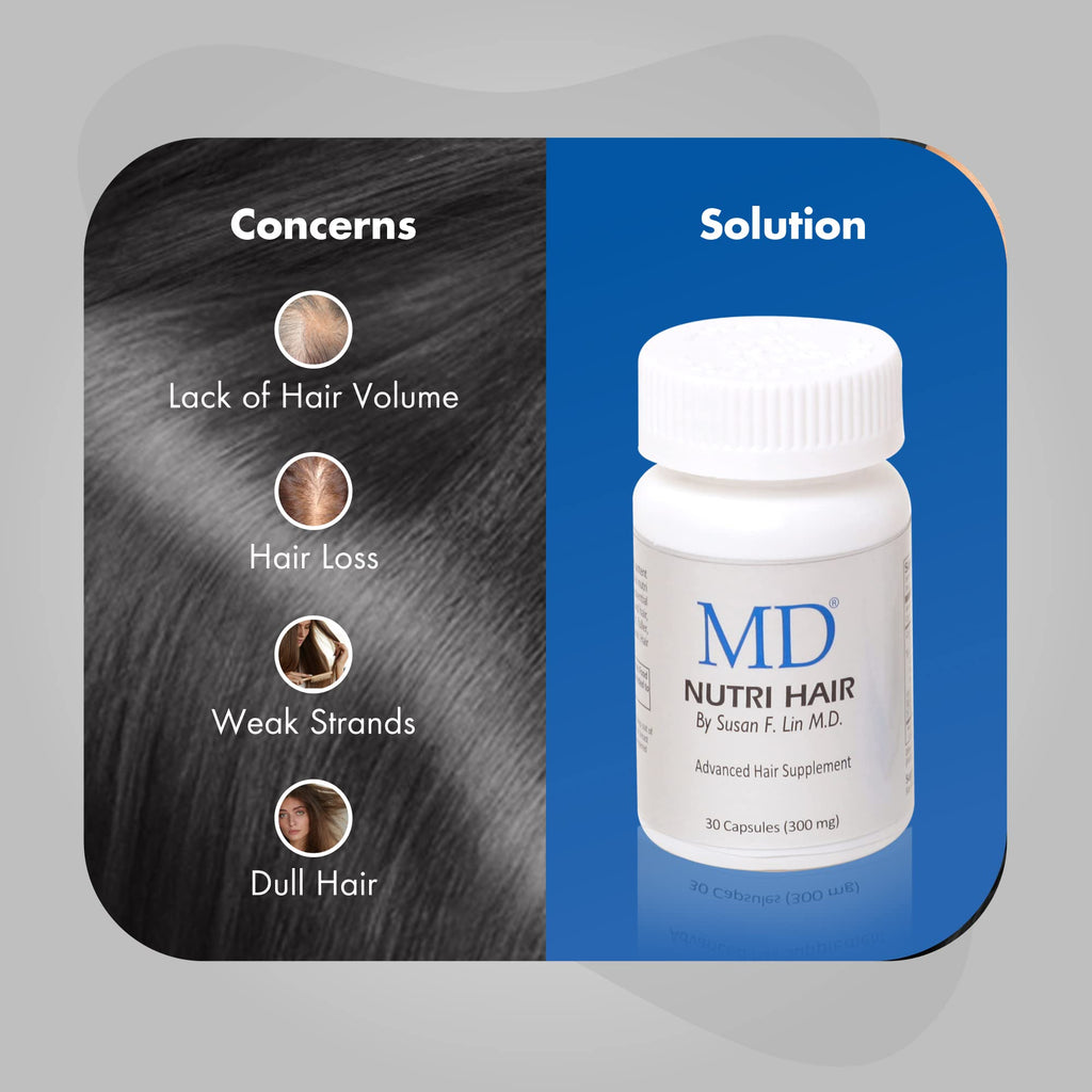 MD Nutri Hair Growth Supplement with Biotin (30 capsules) | Supports Fuller, Thicker-Looking Hair | Drug-Free Formula