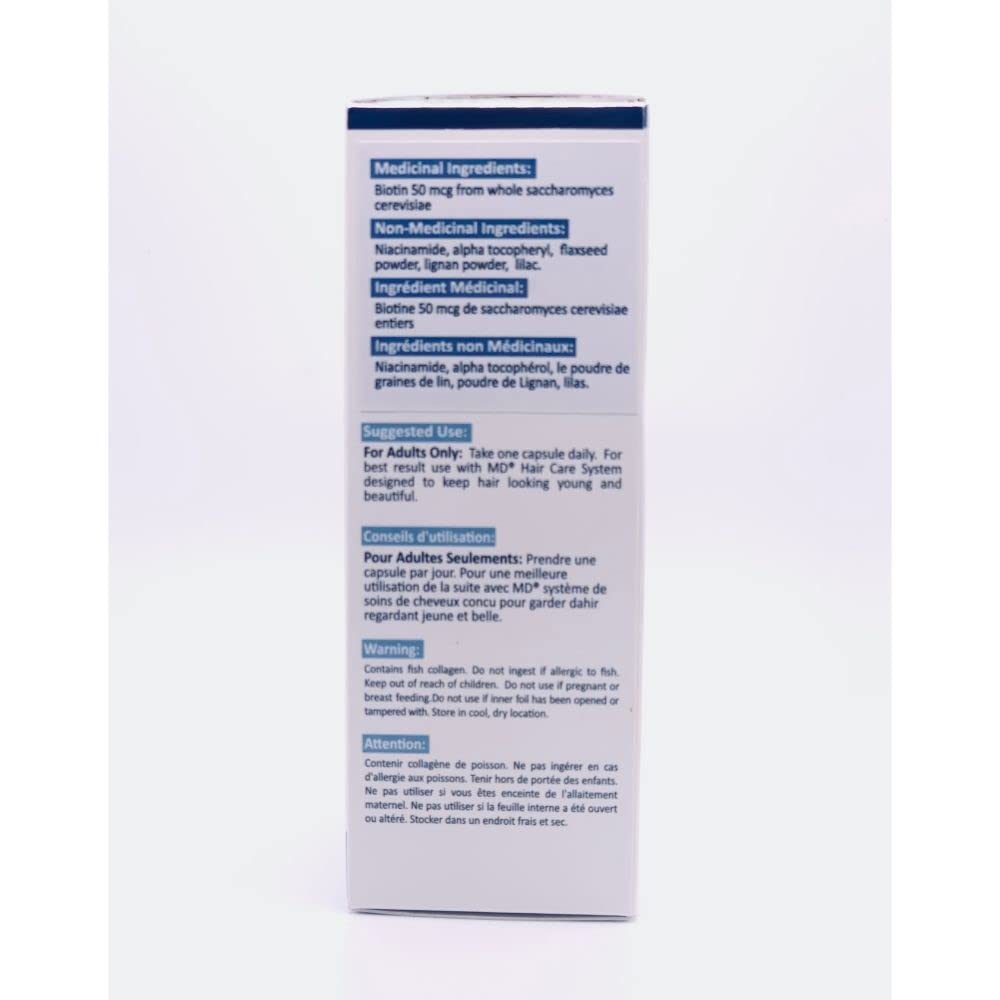MD Nutri Hair Growth Supplement with Biotin (30 capsules) | Supports Fuller, Thicker-Looking Hair | Drug-Free Formula