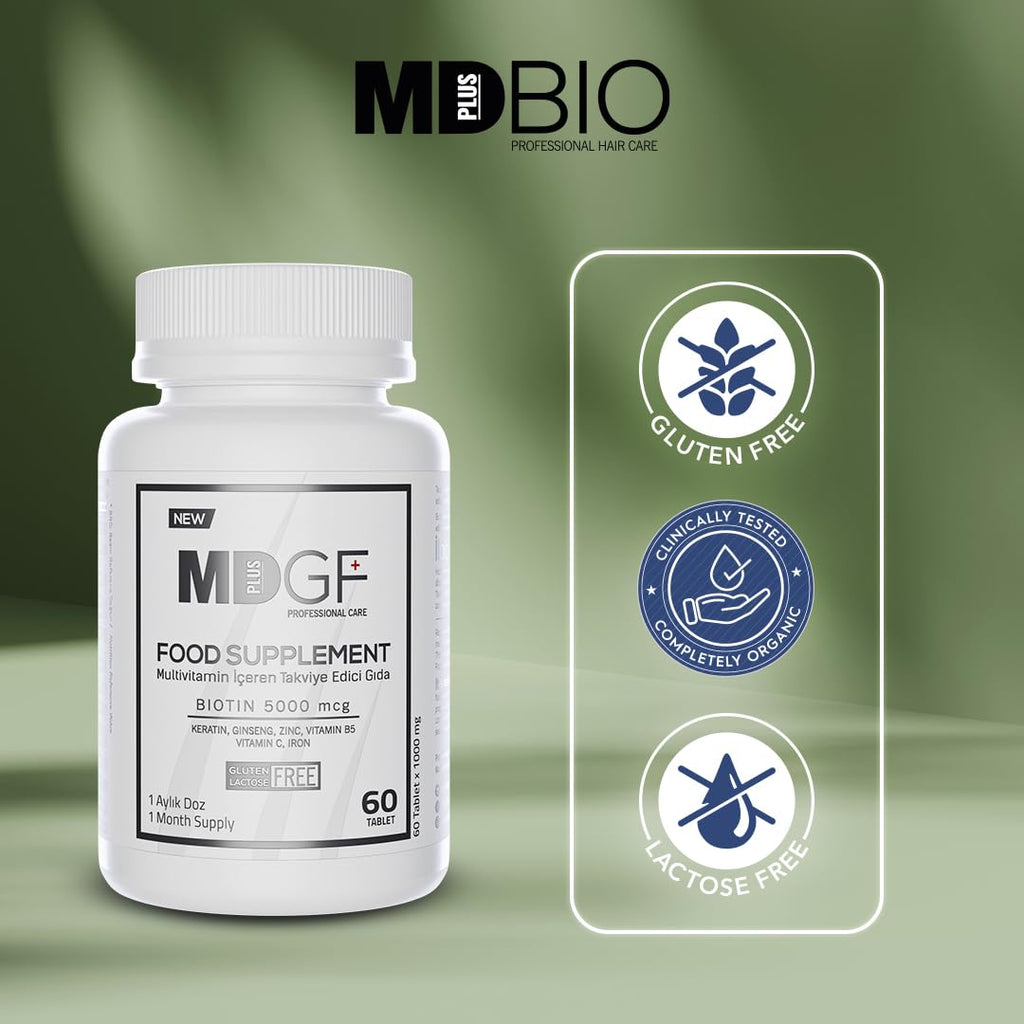 MD PLUS BIO Anti Hair Loss Vitamins for Hair & Beard Growth – Biotin, Saw Palmetto, Collagen