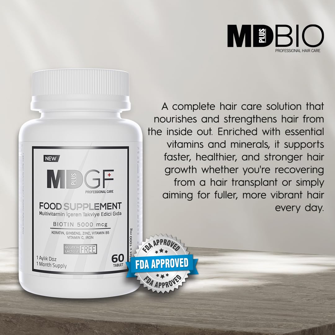 MD PLUS BIO Anti Hair Loss Vitamins for Hair & Beard Growth – Biotin, Saw Palmetto, Collagen