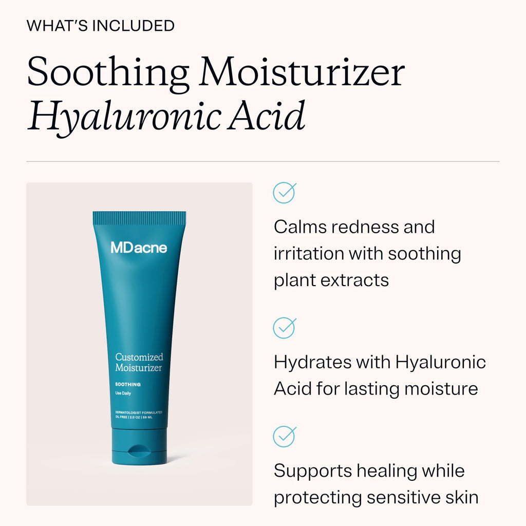 MDacne 3 Step Acne Treatment Kit – Benzoyl Peroxide 2.5%, Salicylic Cleanser, Niacinamide Moisturizer