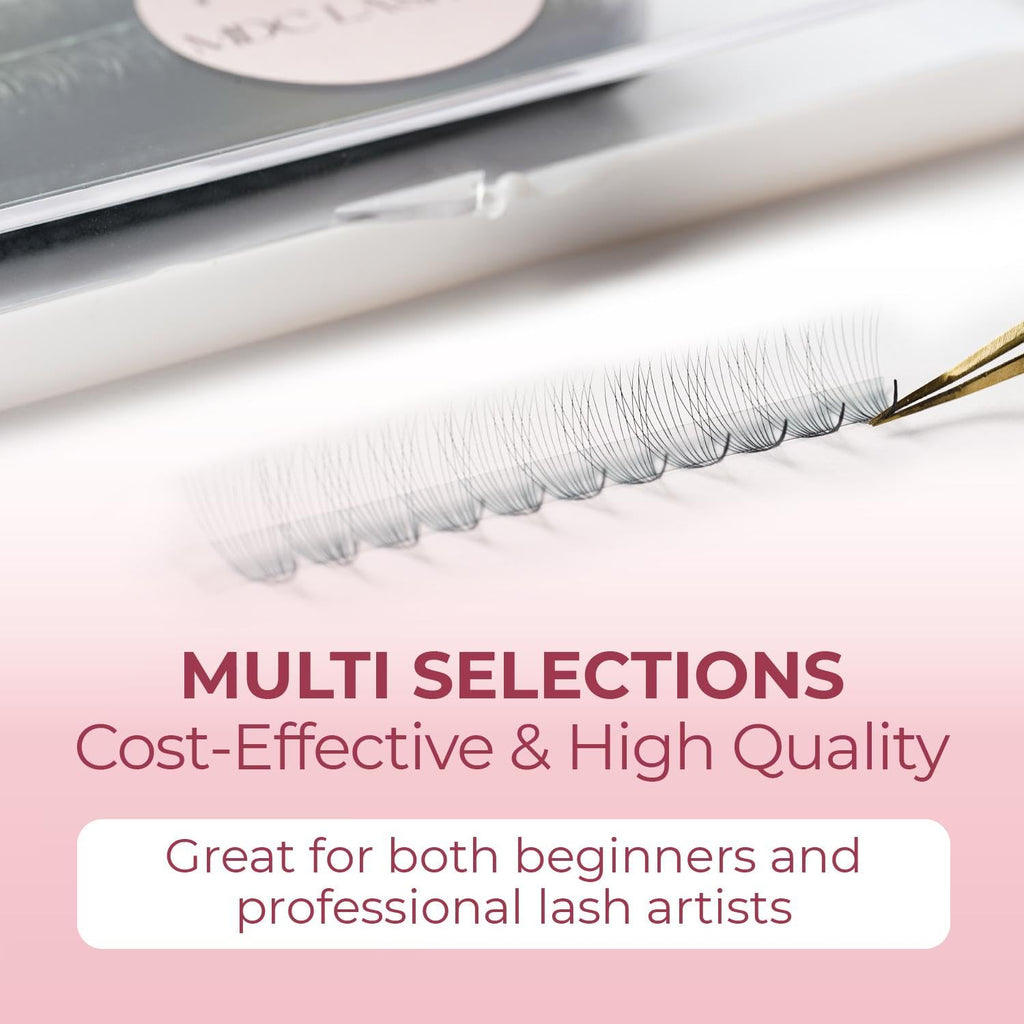 MDC LASHES Promade Fans 1000 – Ultra Speed Premade Volume Lash Extensions, 5D-20D, C/CC/D Curl, 10-18mm