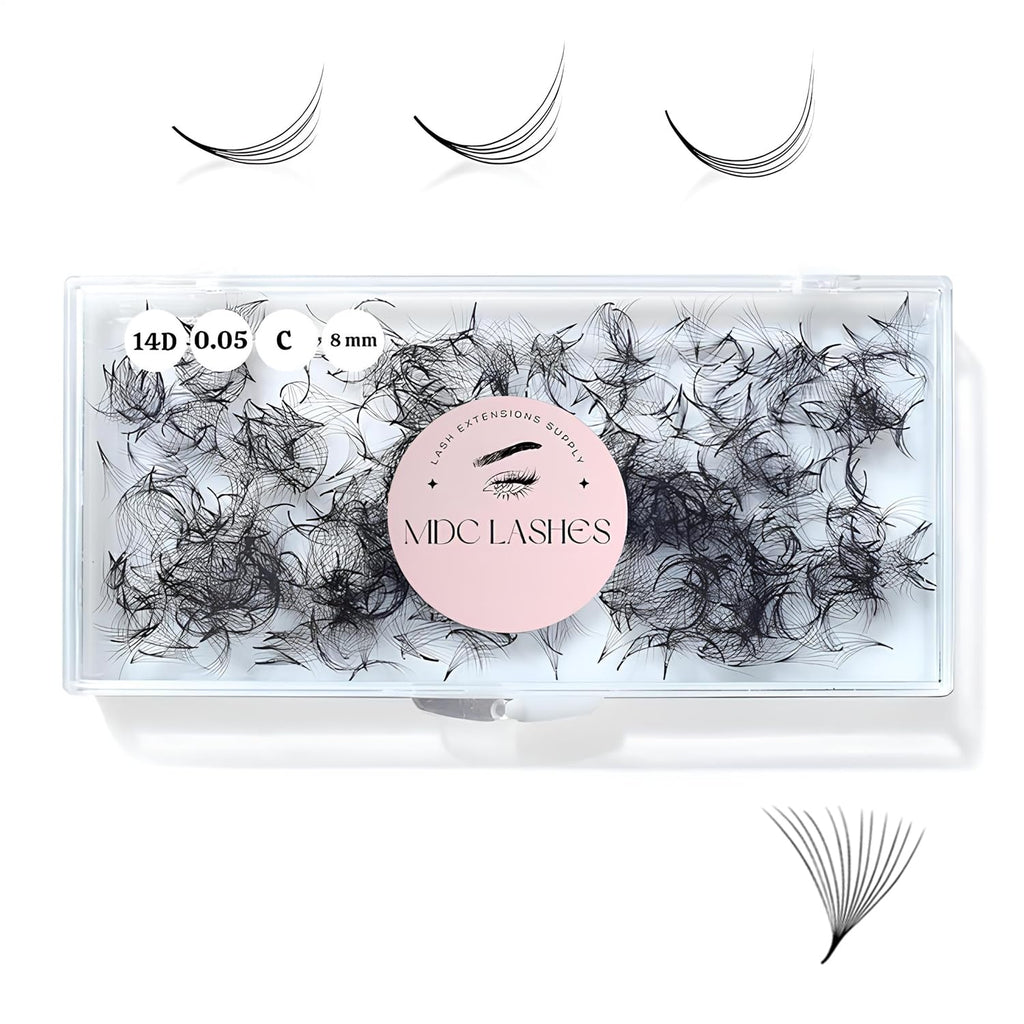 MDC LASHES 500 Premade Lash Fans – Volume 5D-20D, 0.03-0.07 Thick, C/CC/D Curls, 8-18mm