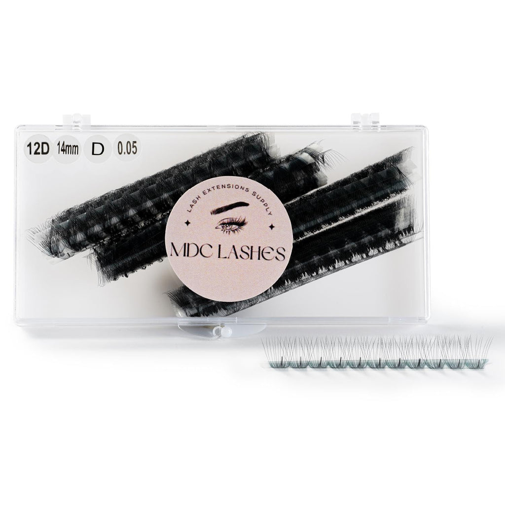 MDC LASHES Promade Fans 1000 – Ultra Speed Premade Volume Lash Extensions, 5D-20D, C/CC/D Curl, 10-18mm