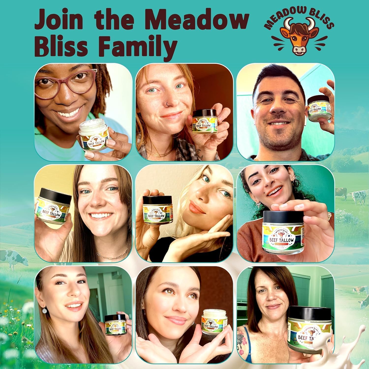 Meadow Bliss Beef Tallow for Skin – Whipped Moisturizer with Manuka Honey & Jojoba Oil | Citrus Breeze, 4 oz