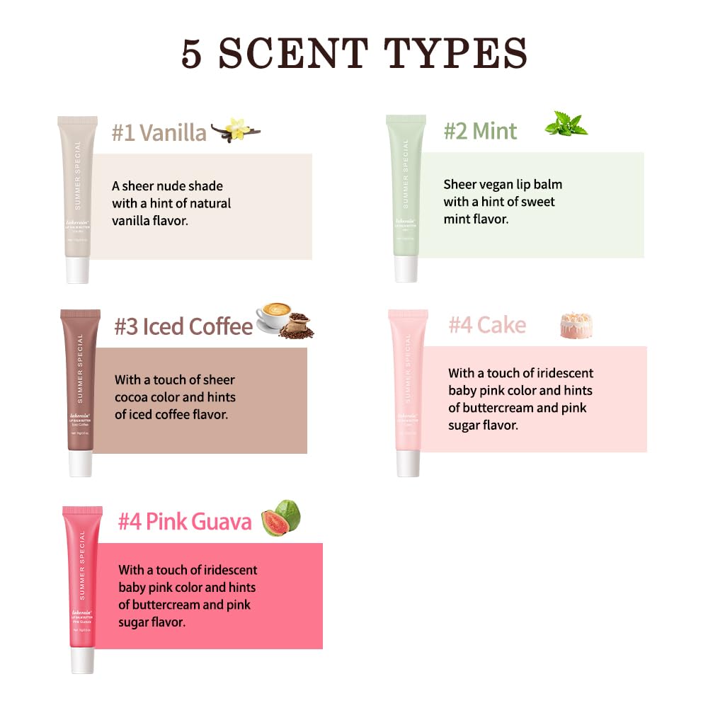 Mebeakin 5-Piece Summer Lip Butter Set — Hydrating Shea Butter & Avocado Oil Lip Balm