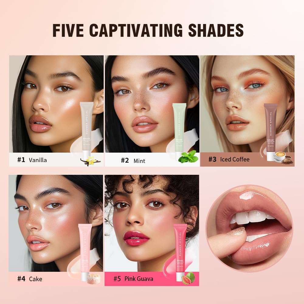 Mebeakin 5-Piece Summer Lip Butter Set — Hydrating Shea Butter & Avocado Oil Lip Balm