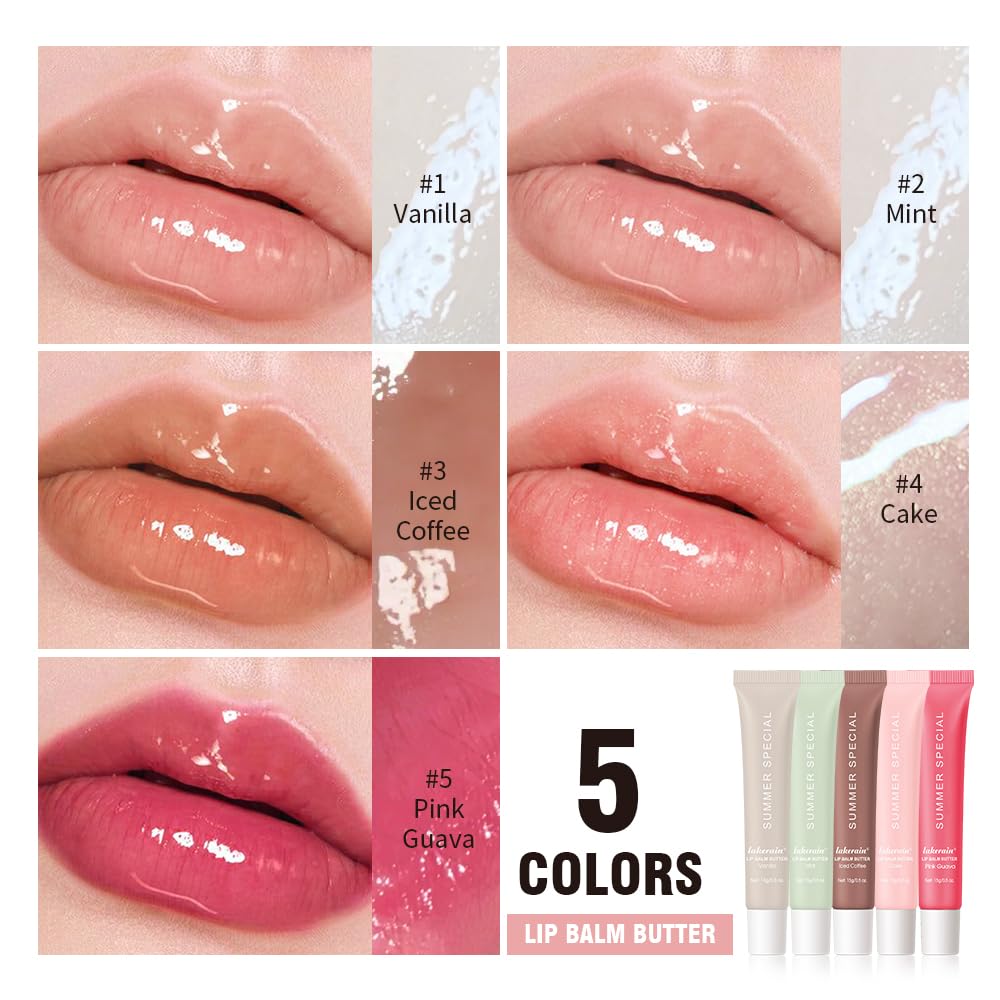 Mebeakin 5-Piece Summer Lip Butter Set — Hydrating Shea Butter & Avocado Oil Lip Balm