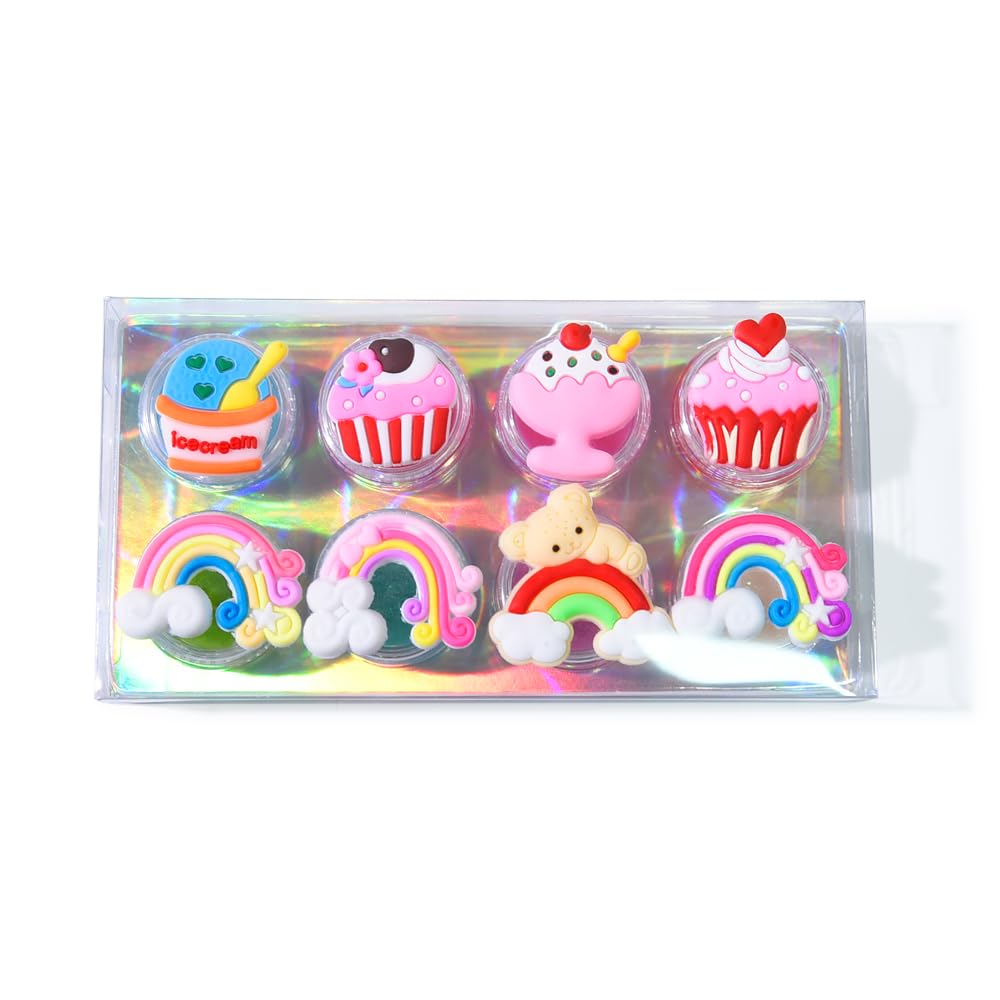 Mebtmel 8PCS Cute Lip Gloss for Girls – Cupcake Design, 8 Flavors