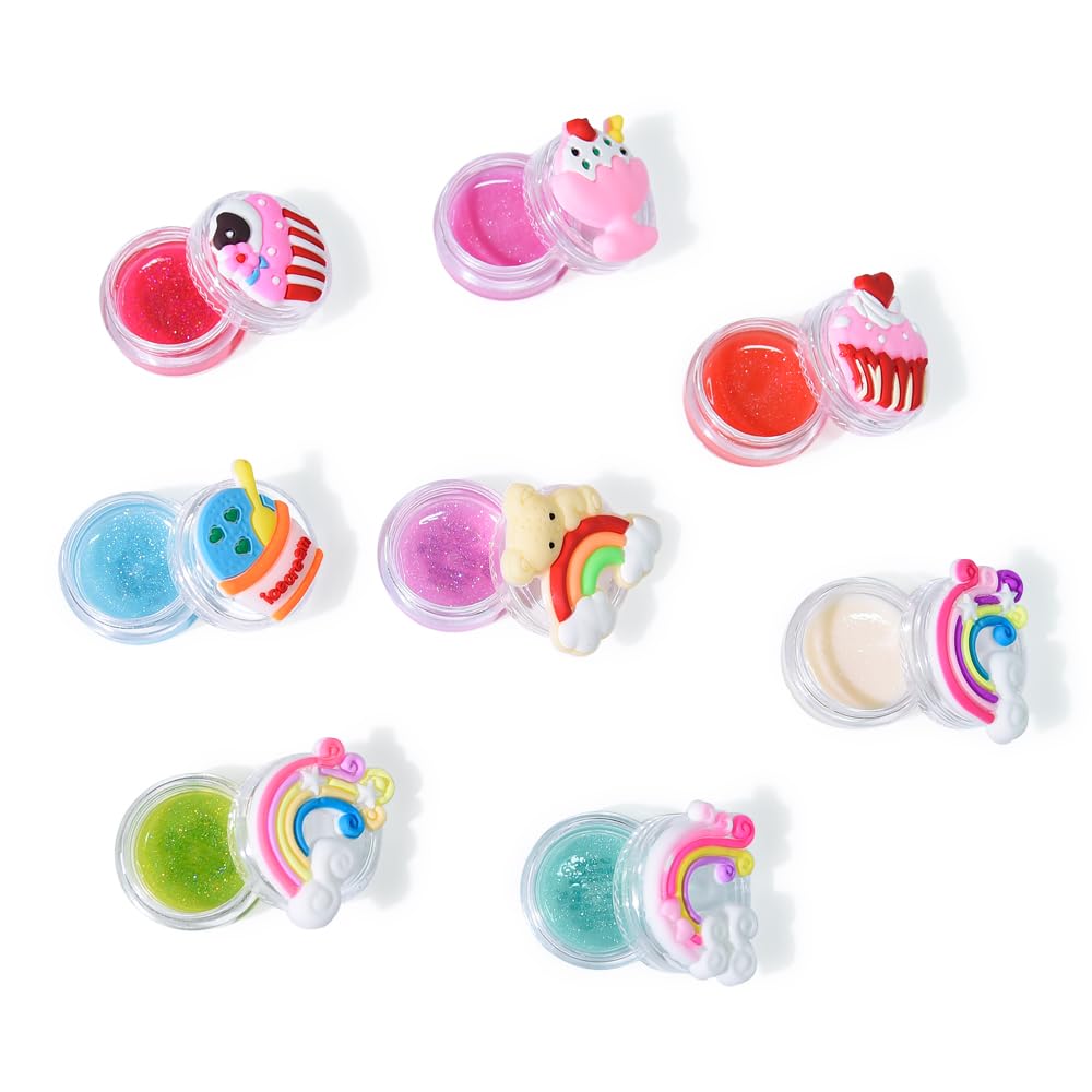 Mebtmel 8PCS Cute Lip Gloss for Girls – Cupcake Design, 8 Flavors