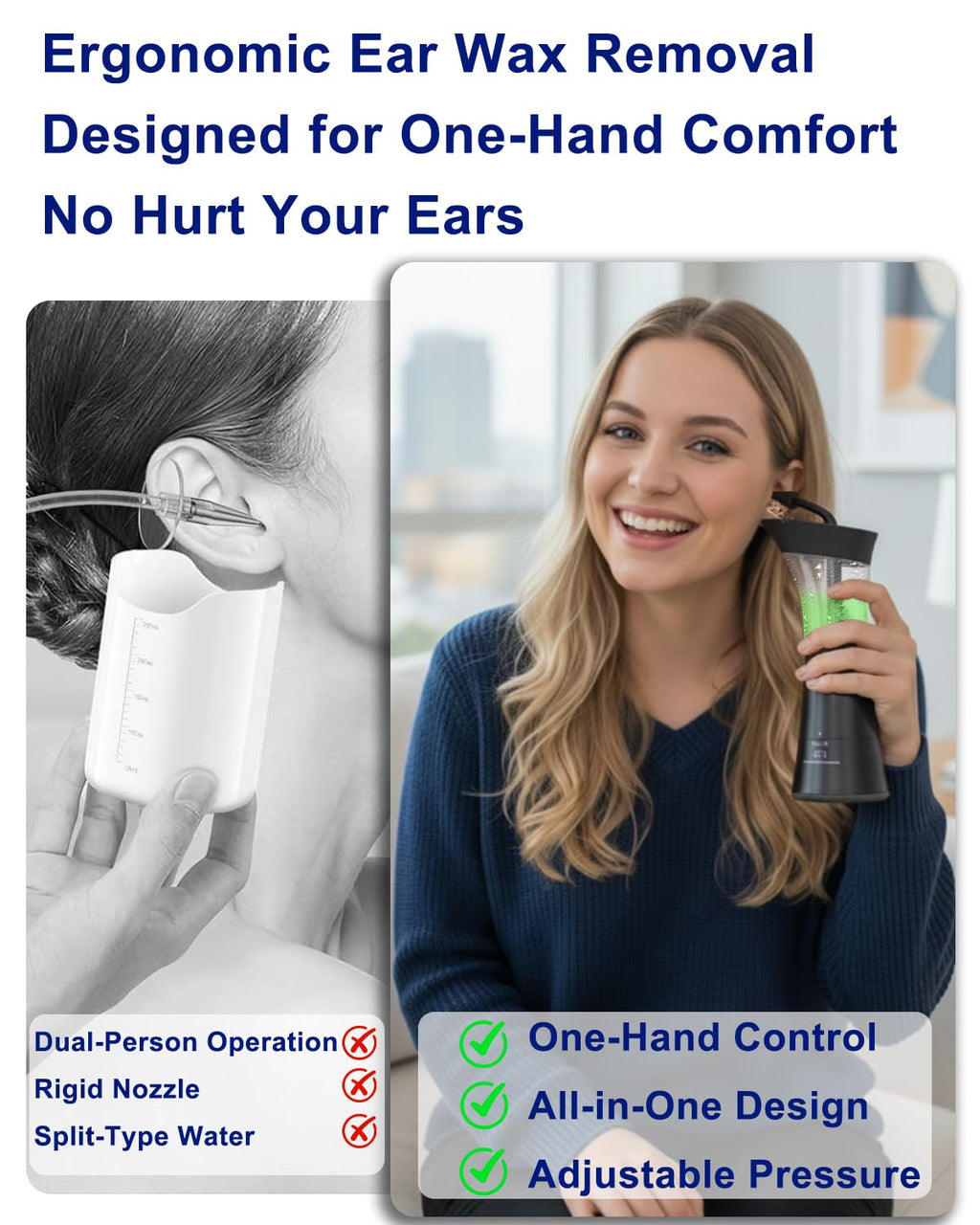 Mecmic Upgraded Electric Ear Cleaner | 4 Modes, Temp Sensor, IPX7, 6 Nozzles