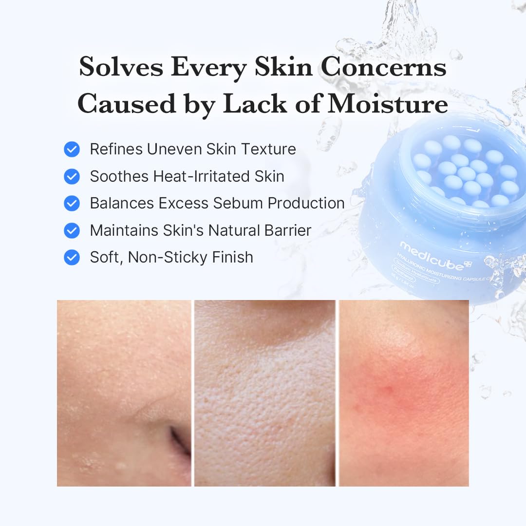 Medicube Capsule Cream with Hyaluronic Acid | 120H Hydration, Barrier Care & Calming Daily Moisturizer | Panthenol & Ceramides | Korean Skincare, 1.94 oz