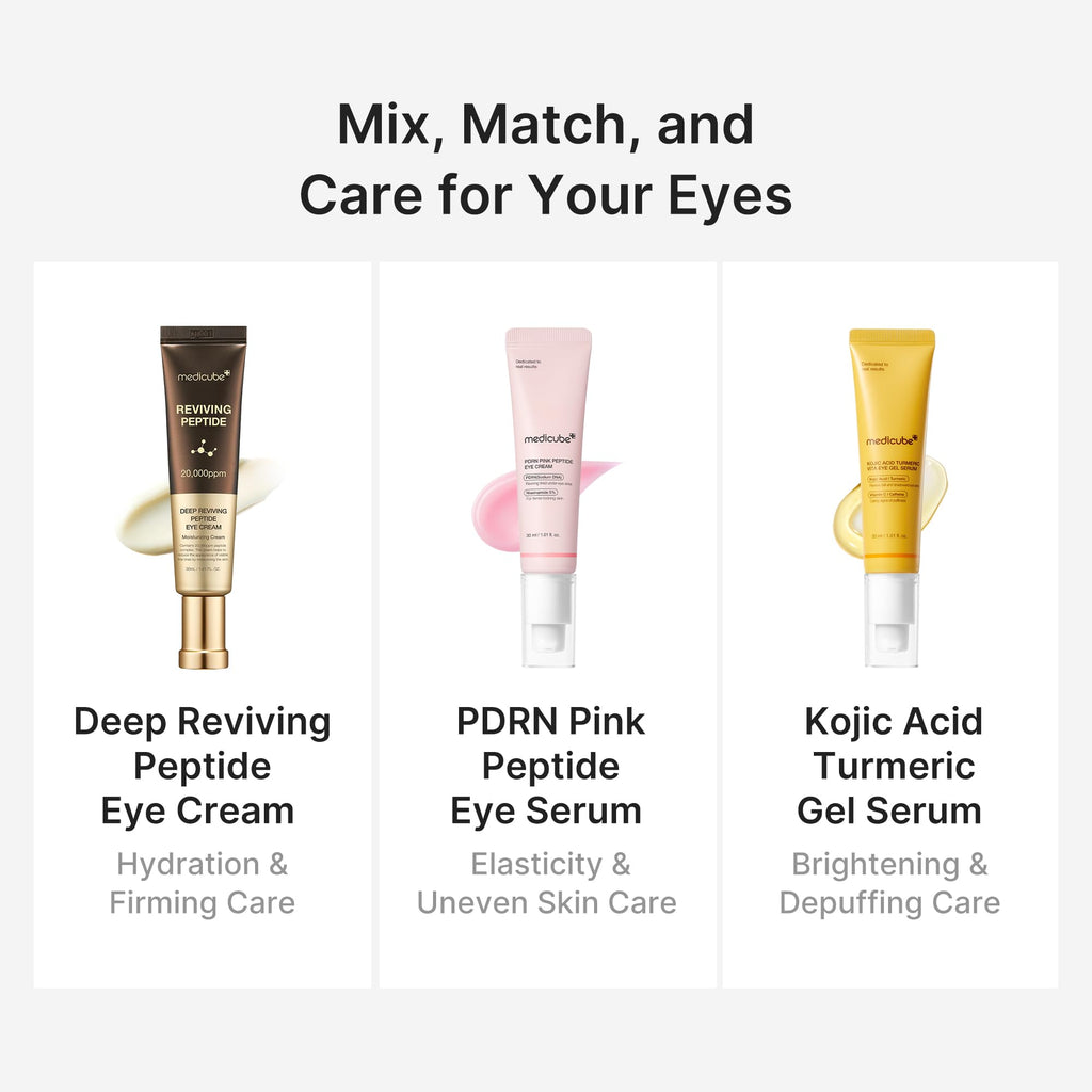 medicube Eye Serum with Kojic Acid Turmeric | All-Day Brightening Eye Gel Serum | Vitamin C, Caffeine & Retinol | Hydrating & Cooling Formula | Korean Skincare, 1.01 fl.oz