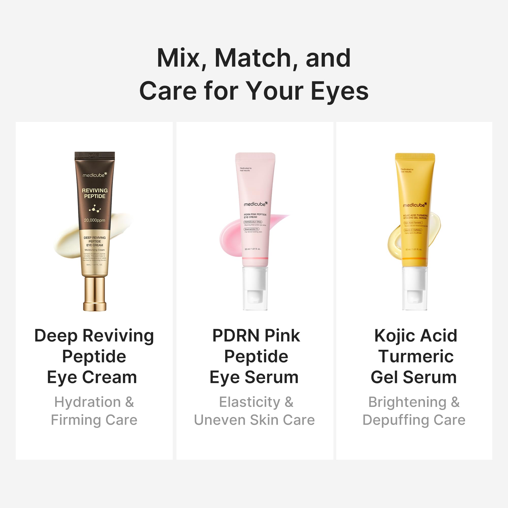 medicube Eye Serum with Kojic Acid Turmeric | All-Day Brightening Eye Gel Serum | Vitamin C, Caffeine & Retinol | Hydrating & Cooling Formula | Korean Skincare, 1.01 fl.oz