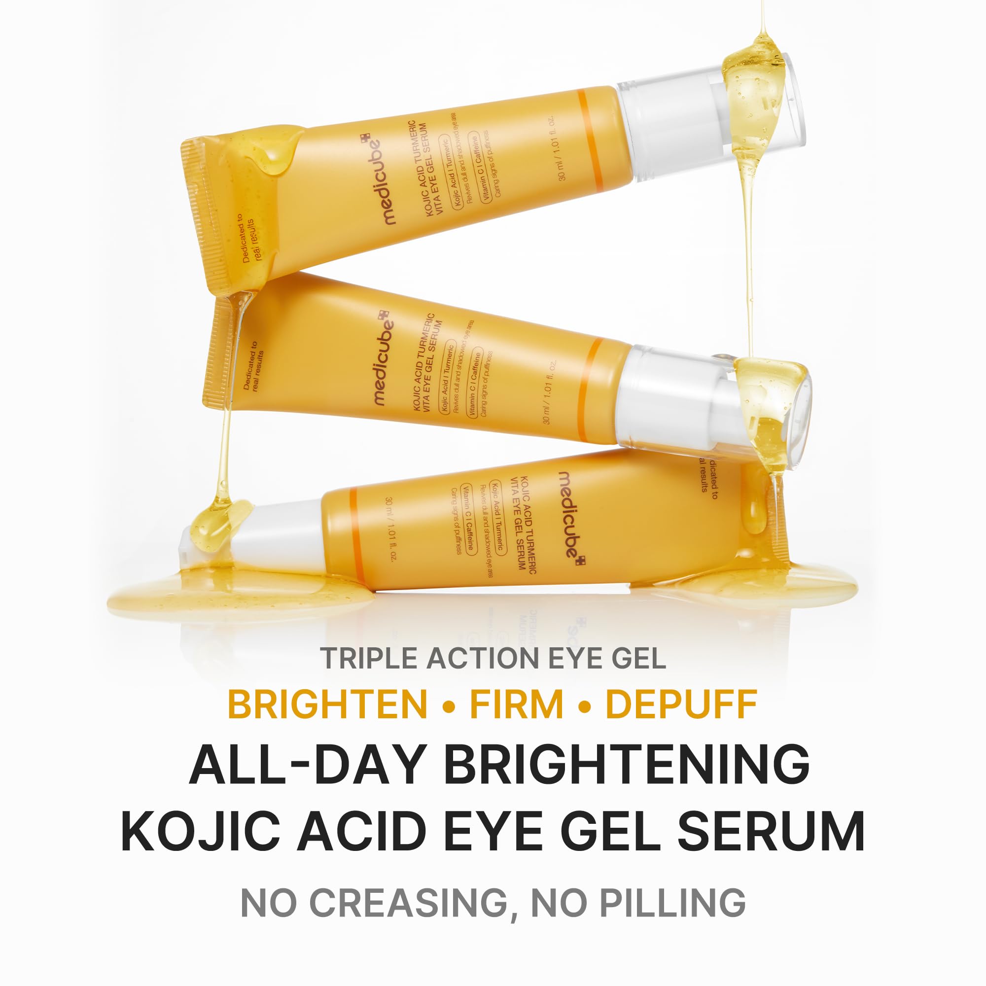 medicube Eye Serum with Kojic Acid Turmeric | All-Day Brightening Eye Gel Serum | Vitamin C, Caffeine & Retinol | Hydrating & Cooling Formula | Korean Skincare, 1.01 fl.oz
