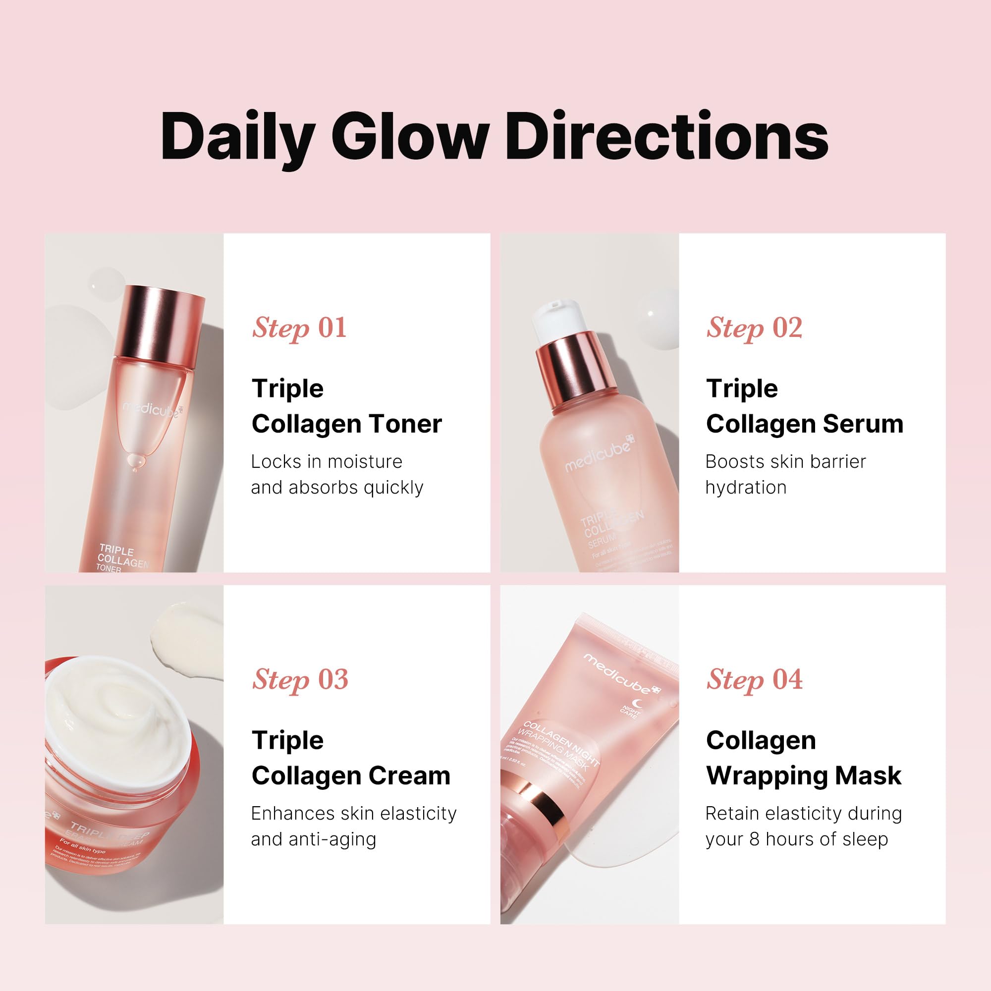 Medicube Glass Skin Collagen Trial Kit — 4-Step Skincare Set, Travel Size