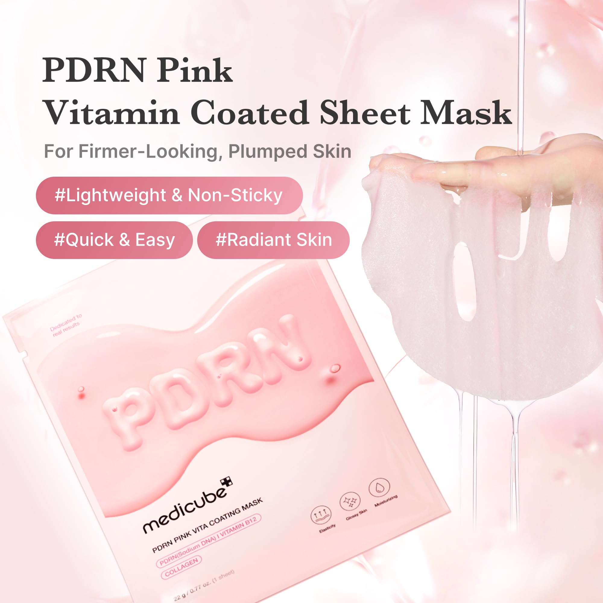 Medicube Salmon DNA PDRN Pink Vita Coating Sheet Mask 10EA – Glass Skin, Hydration & Firming