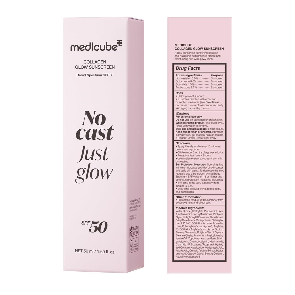 Medicube No Cast Just Glow Collagen Sunscreen SPF 50 | Lightweight, Hydrating, No White Cast