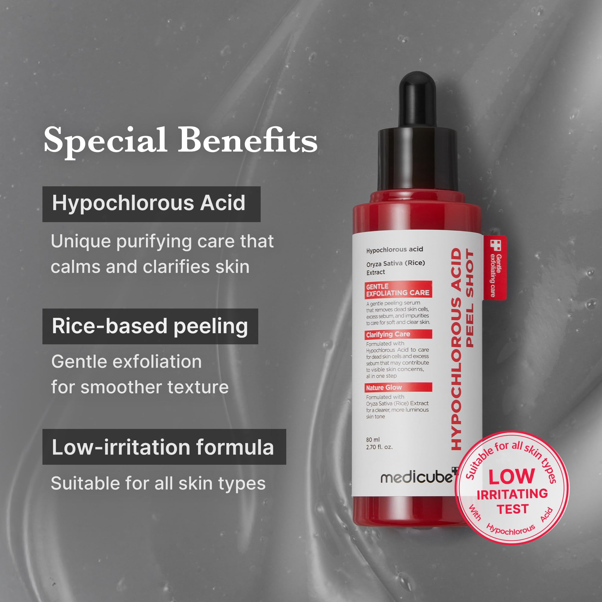 medicube Peel Shot with Hypochlorous Acid — Gentle Exfoliating Serum for Pores, Dead Skin & Hydration | 2.7 fl oz