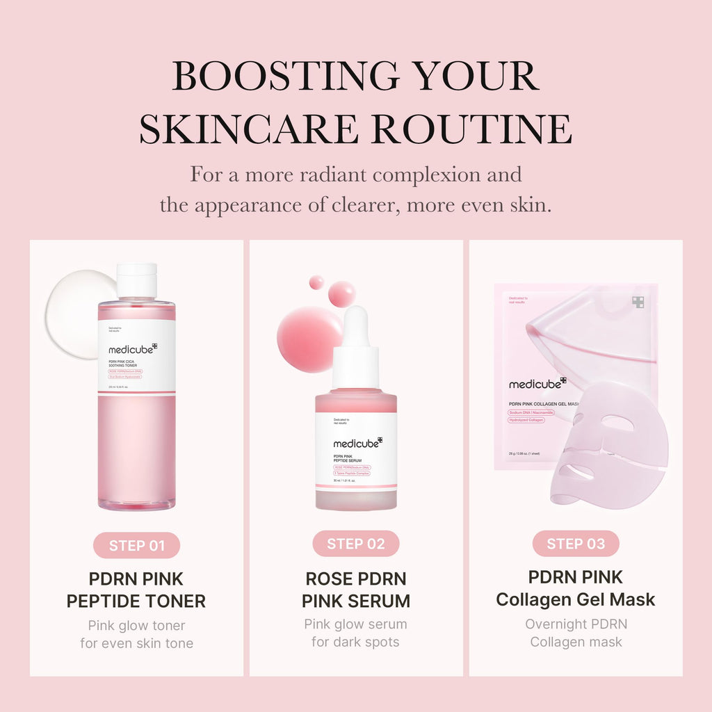 medicube PDRN Toner Rose – Lightweight Rose PDRN Peptide Toner for Radiant, Even Skin Tone | Korean Skincare