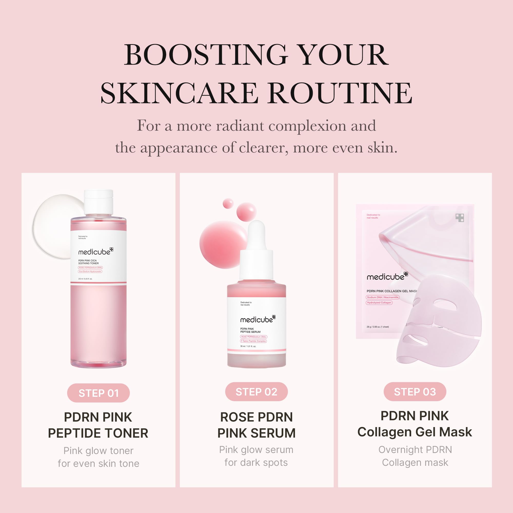 medicube PDRN Toner Rose – Lightweight Rose PDRN Peptide Toner for Radiant, Even Skin Tone | Korean Skincare