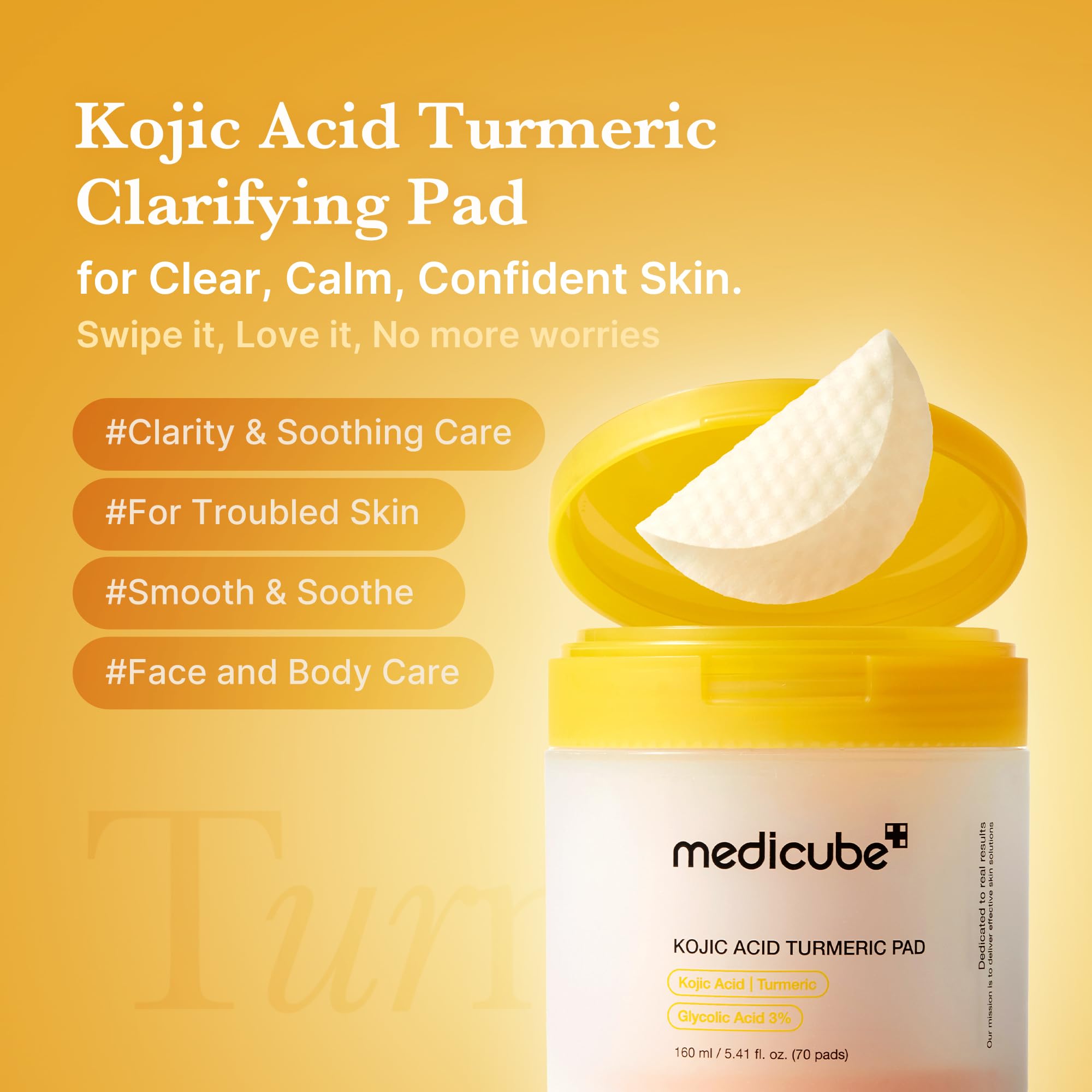 Medicube Toner Pads Kojic Acid Turmeric – Clarifying Toner Pads (70 Pads)