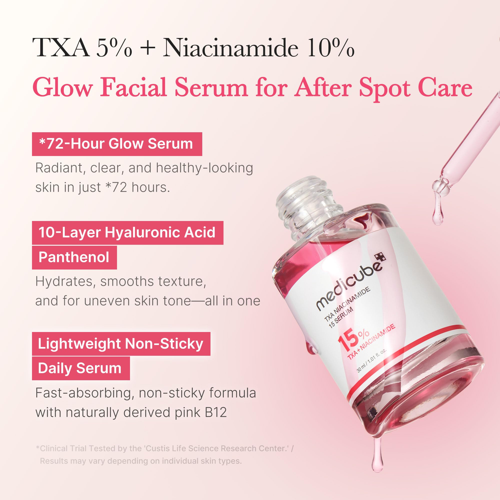 medicube TXA+Niacinamide 15% Glow Serum | After-Spot Care, Even Tone & Hydration | 1.01 fl oz