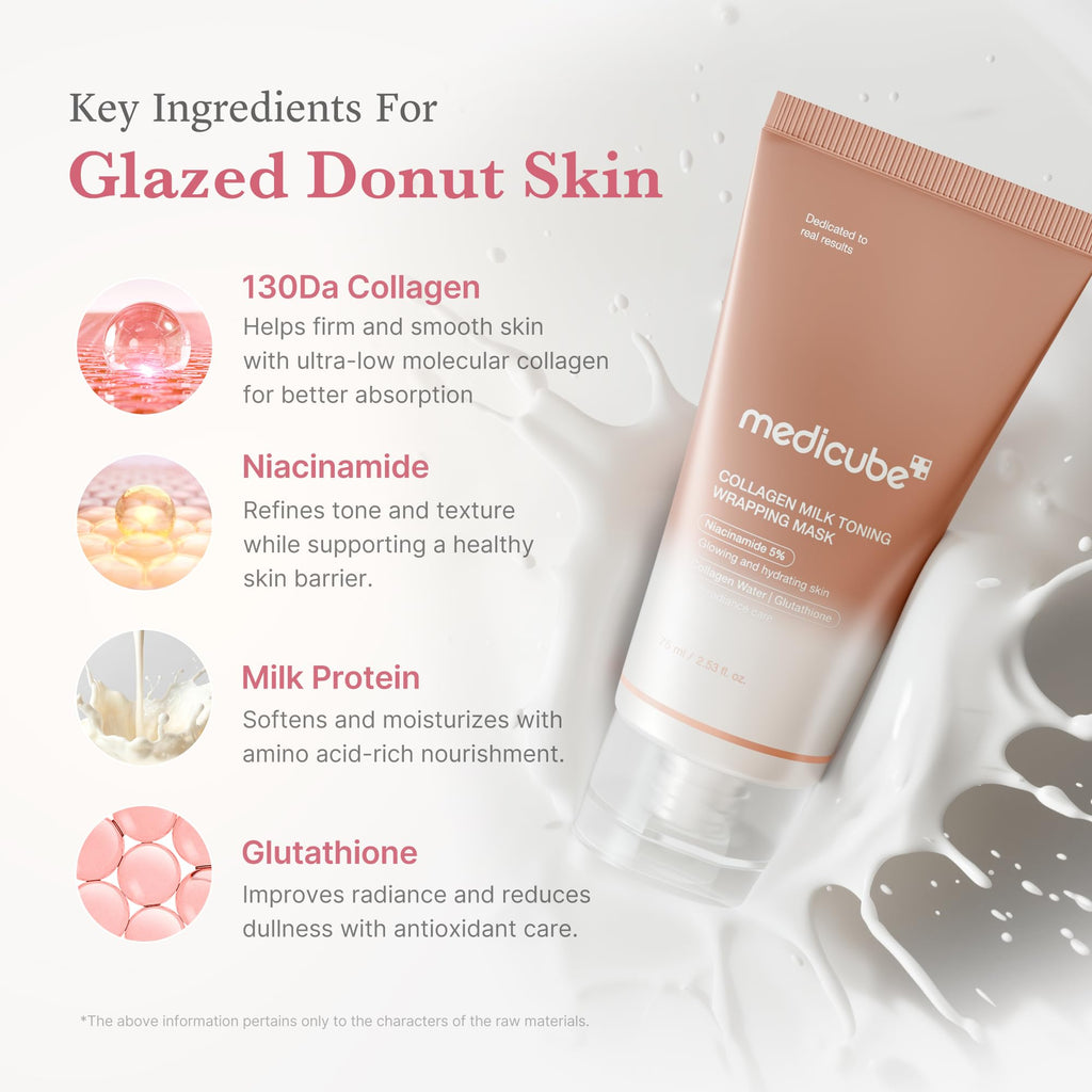 Medicube Wrapping Mask Collagen Peel Off – Milky Glow, Glutathione & Niacinamide, 2.53 oz