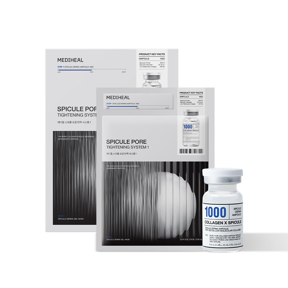 Mediheal Collagen Spicule 1000ppm Intensive Serum – 2-Step Pore Care Set (Ampoule & Gel Mask) | Skin Texture & Soothing Booster