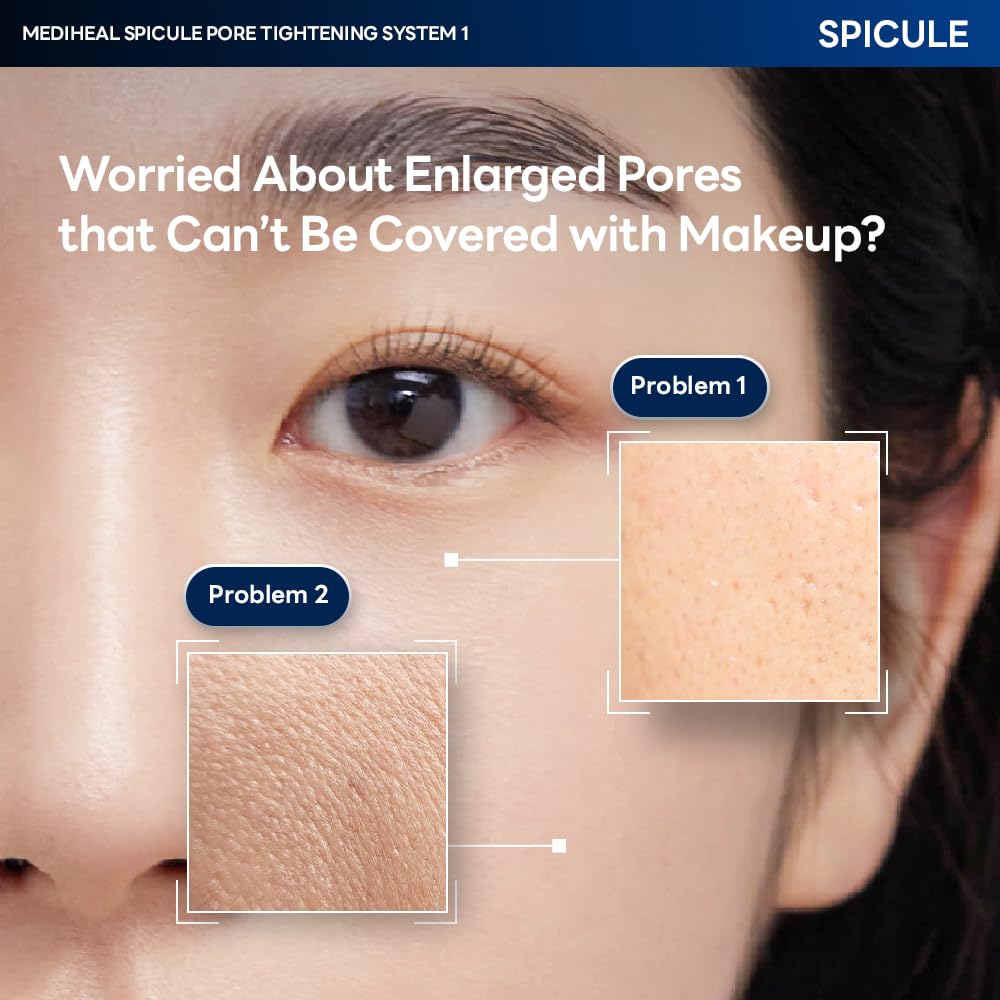 Mediheal Collagen Spicule 1000ppm Intensive Serum – 2-Step Pore Care Set (Ampoule & Gel Mask) | Skin Texture & Soothing Booster