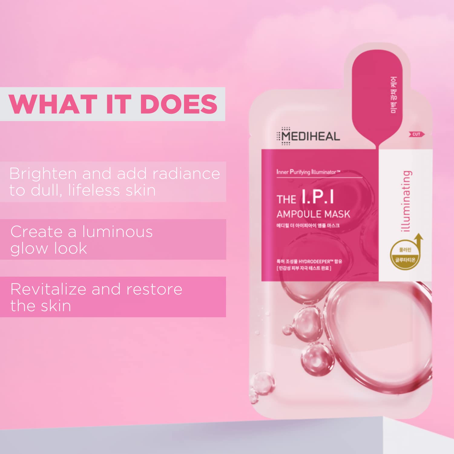 Mediheal IPI Ampoule Face Mask – Hydrogel Brightening Sheet Mask for Radiant Skin (10 Sheets)