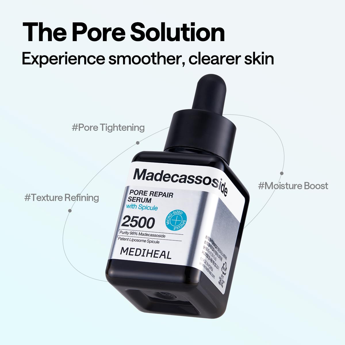Mediheal Madecassoside Pore Repair Serum 1.35 fl oz | 2500 ppm Liposome Spicule & 98.5% Purity Madecassoside